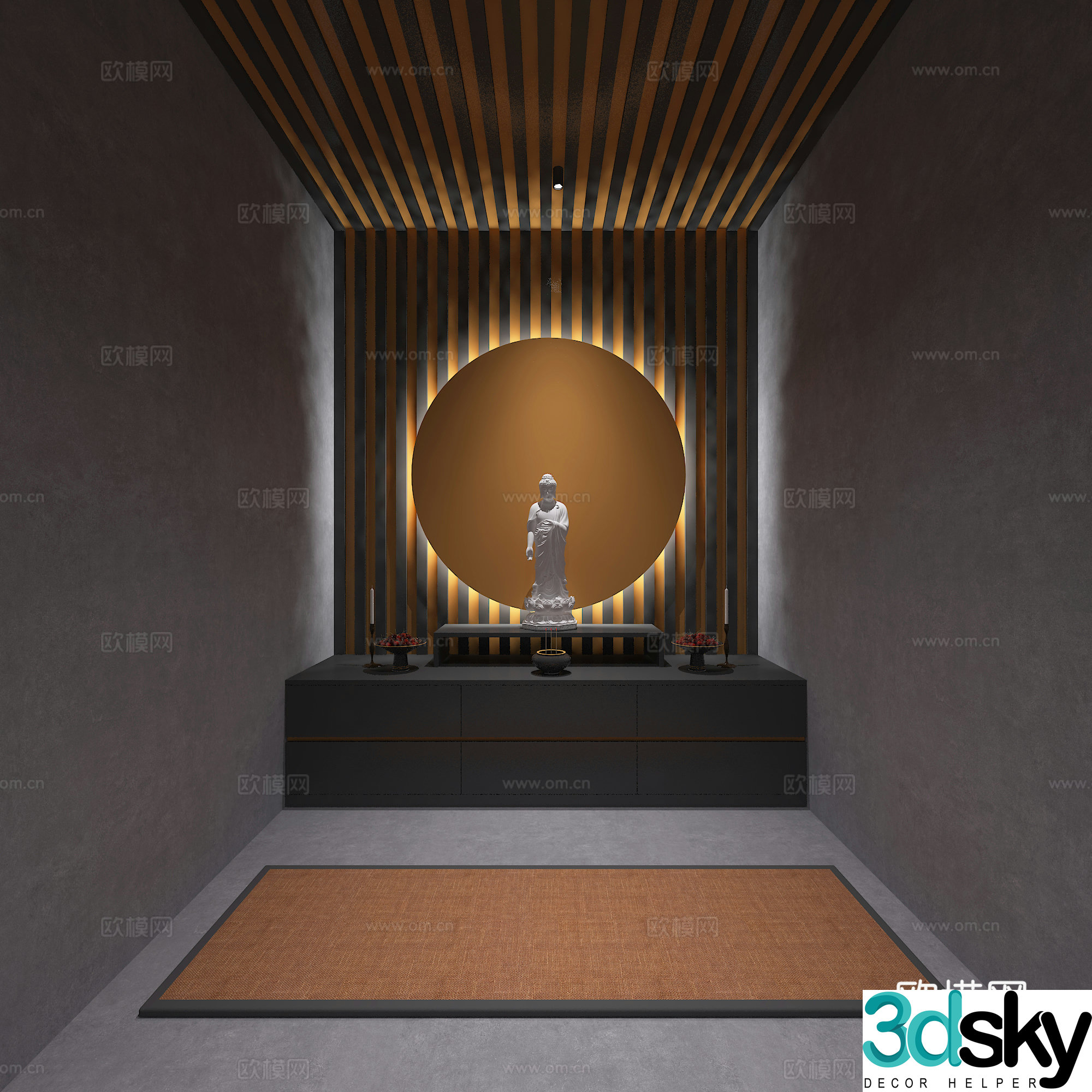 New Chinese Buddhist Hall 3D Model