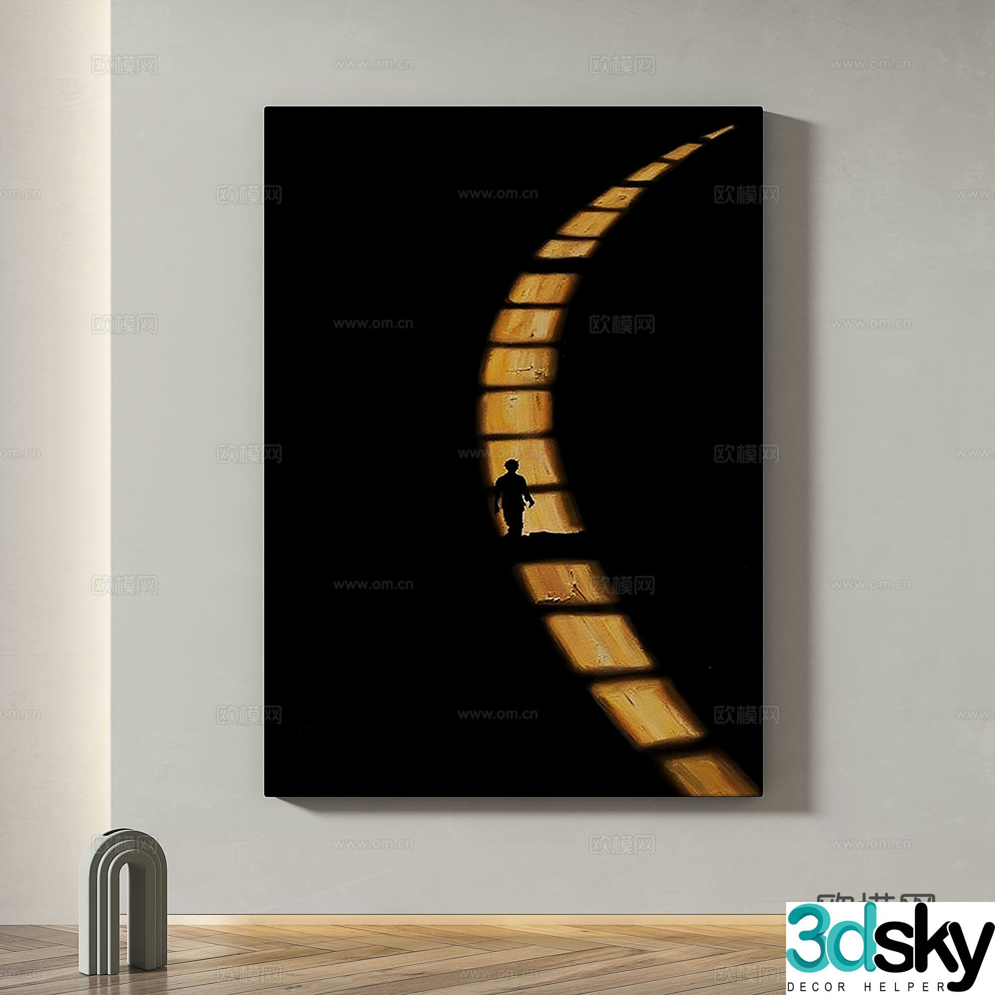 Modern minimalist abstract decorative painting 3d model