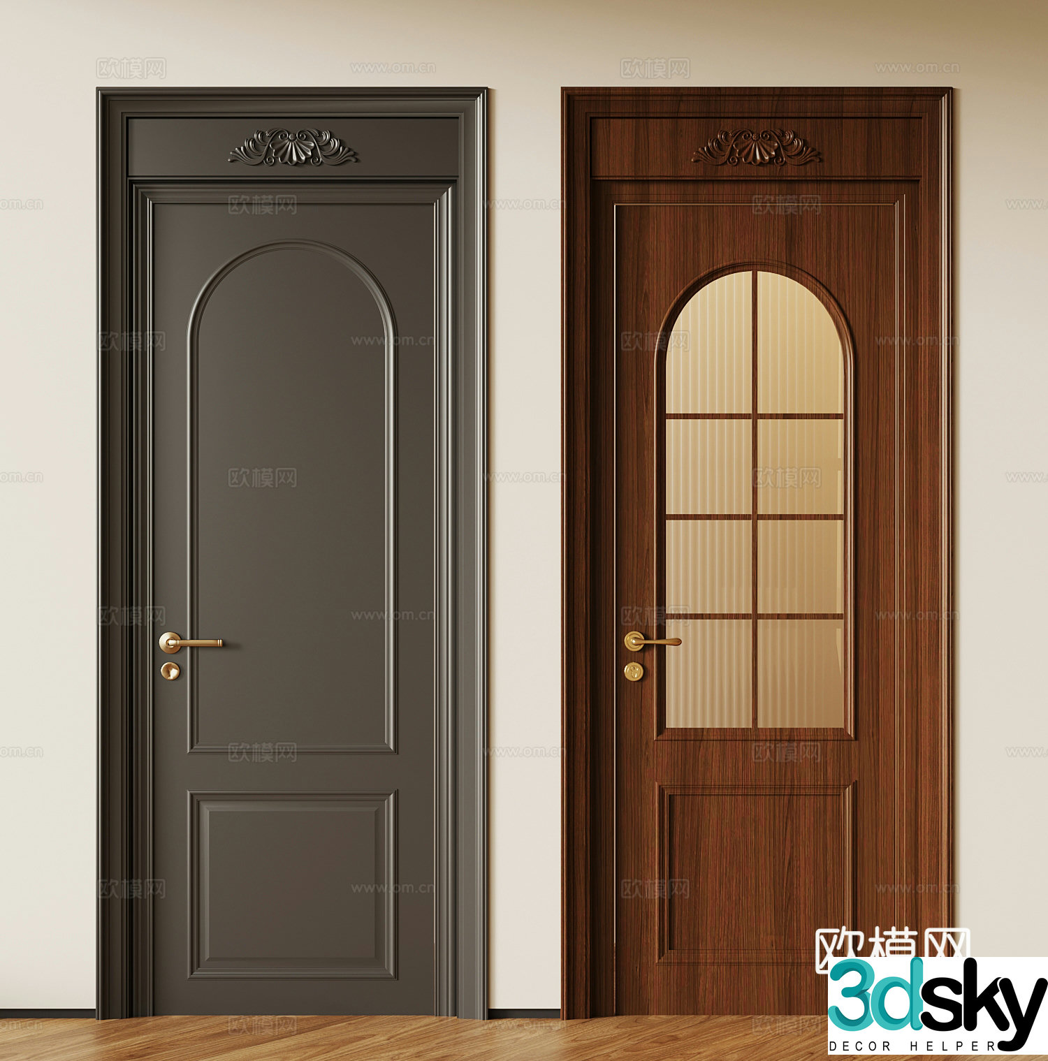 017 French medieval single-open door retro wooden door single-open door 3D model
