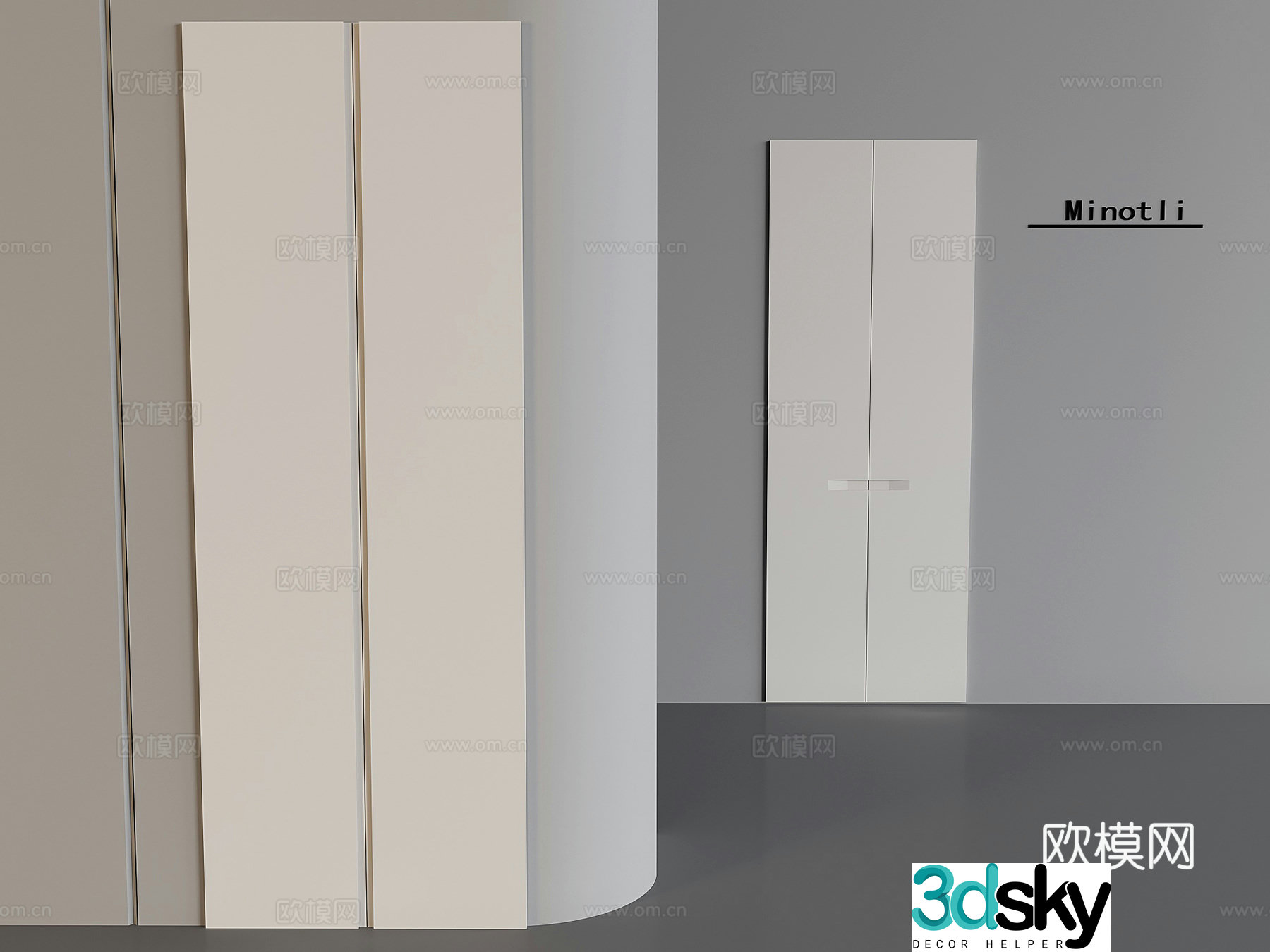 Modern cream fume cabinet door panel 3d model
