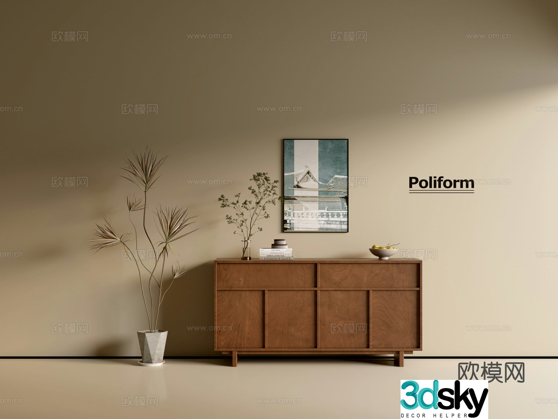 Modern wood grain cabinet ins wind minimalist wind cabinet whole cabinet sideboard balcony cabinet storage 3D model
