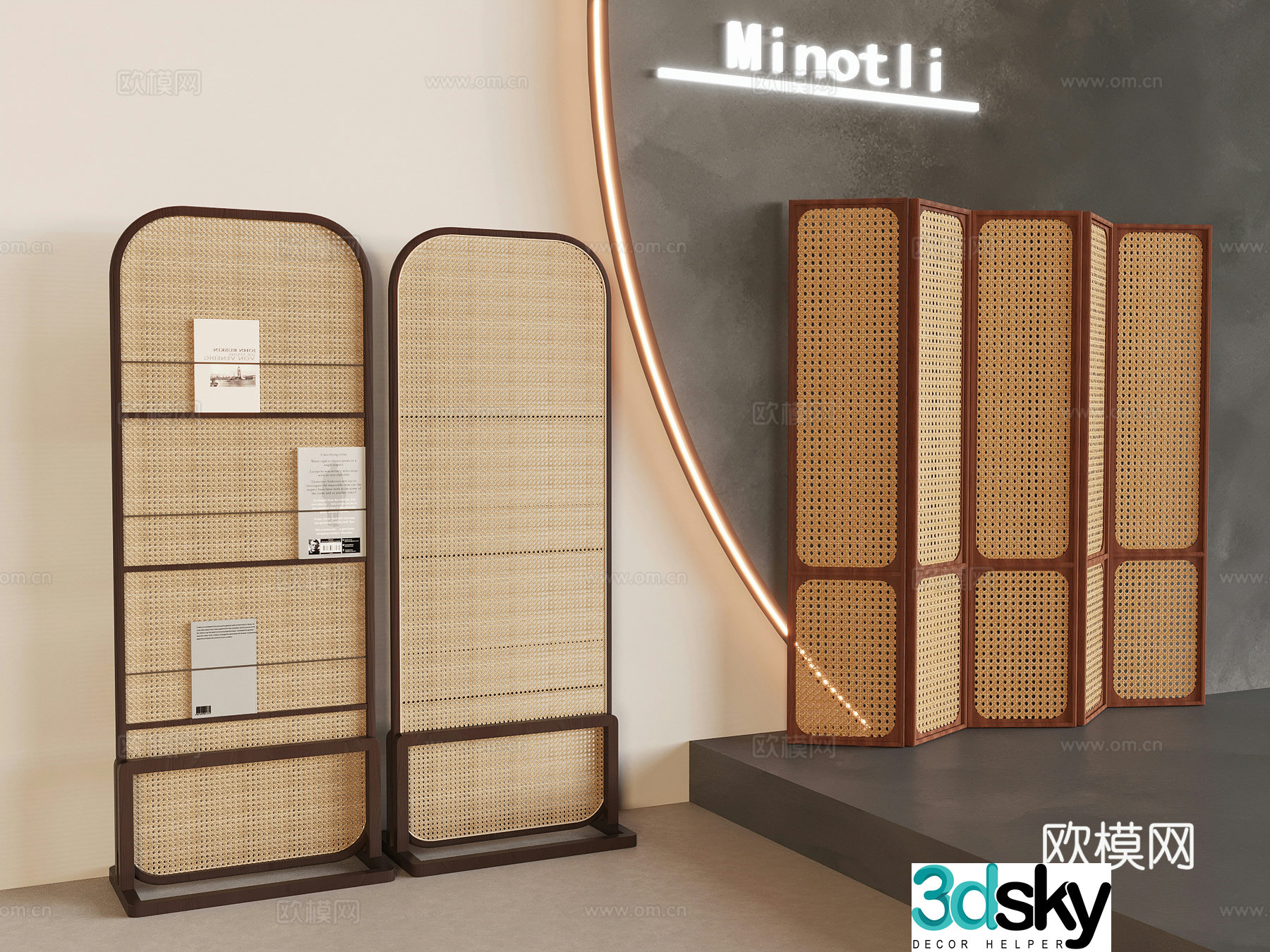 Wooden screen indoor and outdoor partition decorative entrance 3D model