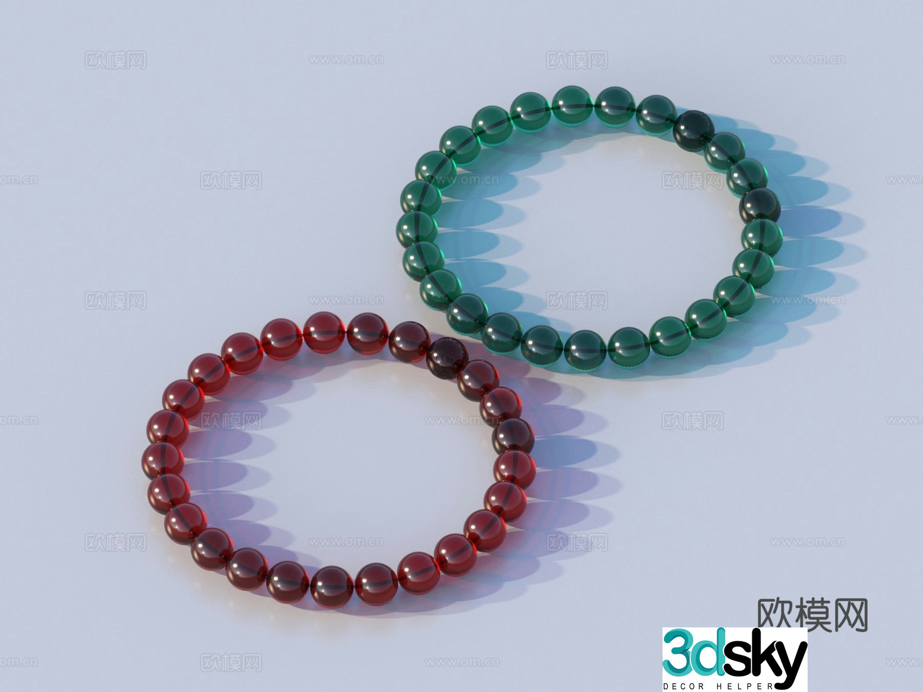 Bracelet Necklace Bracelet Dzi beads Jewelry Jade 3D Model