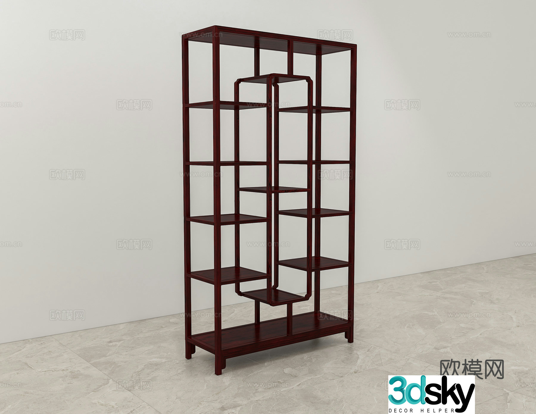 Chinese style boulevard solid wood mahogany 3D model