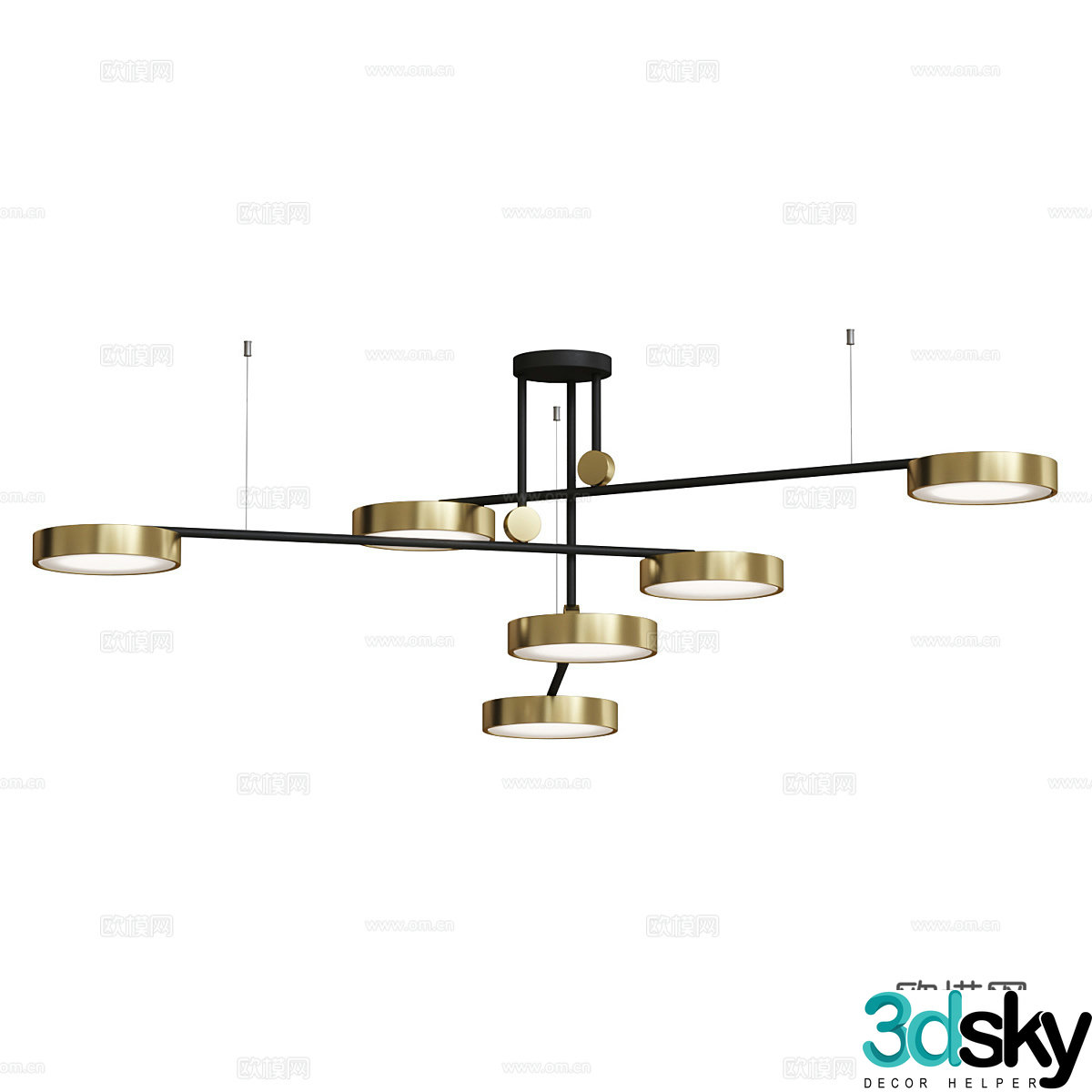 Modern light luxury multi-head decorative chandelier 3d model