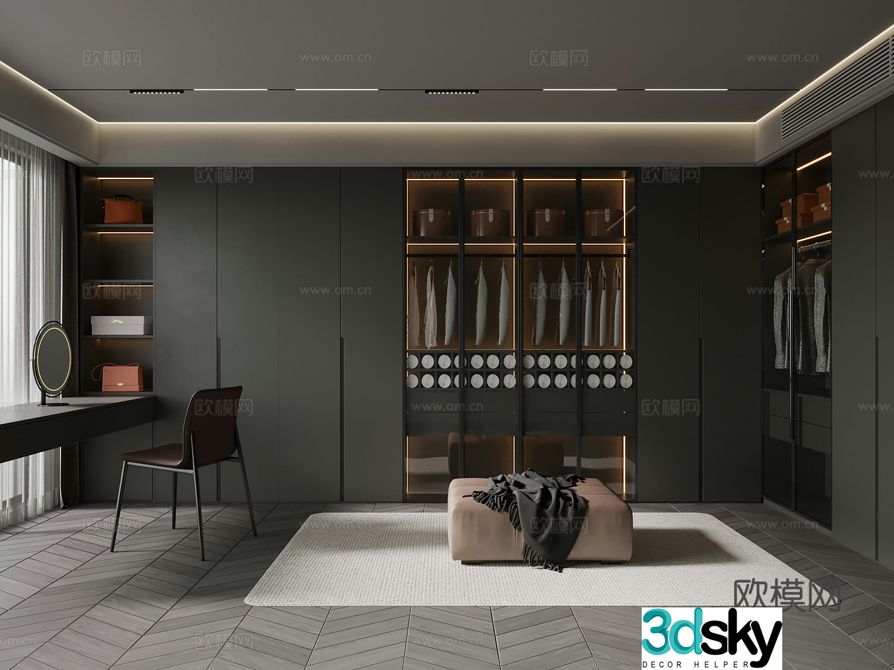 13 Italian minimalist cloakroom wardrobe clothing 3d model