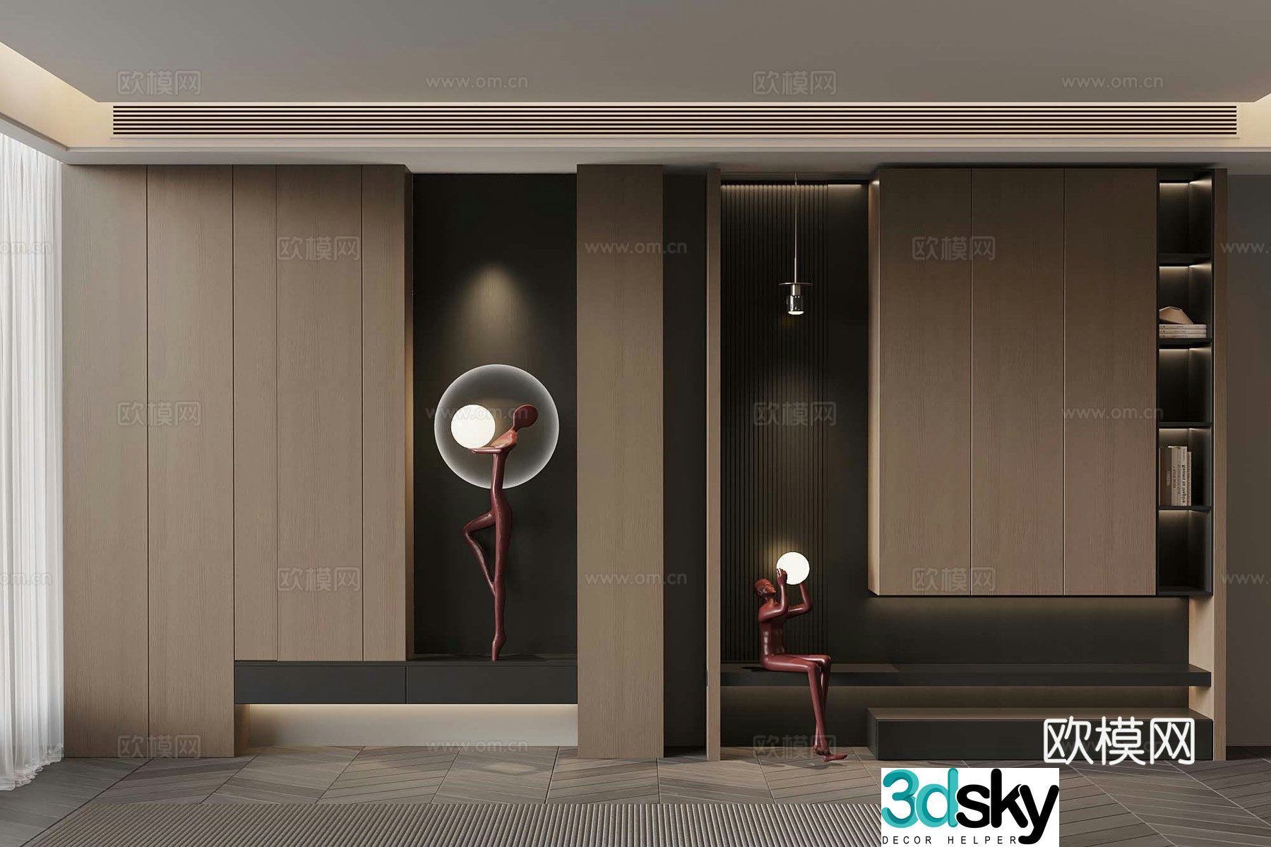 01 Modern Italian Entrance Cabinet_Gaoxing 3D Model
