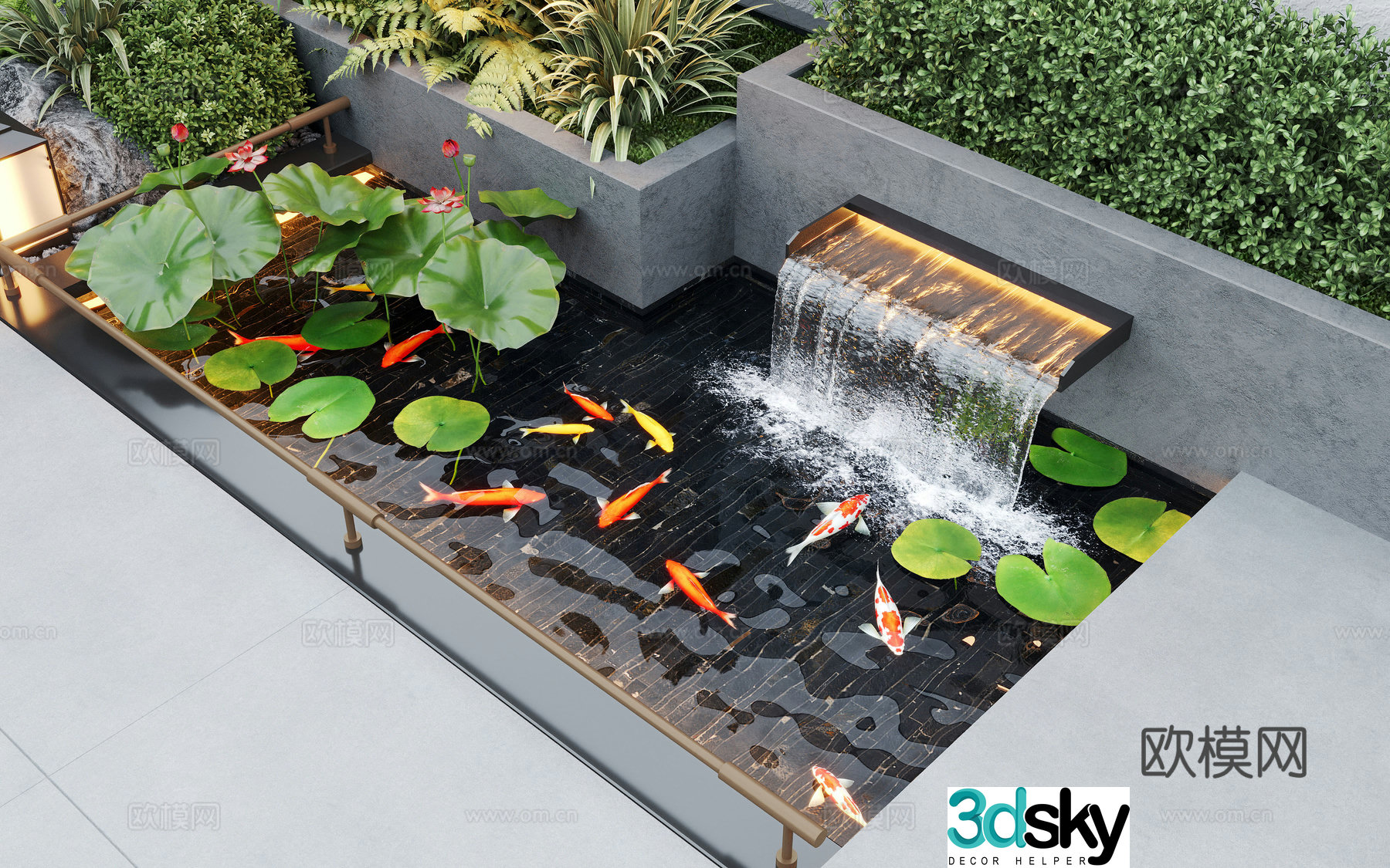 Modern water landscape garden waterscape water bowl stacked water water drop 3d model
