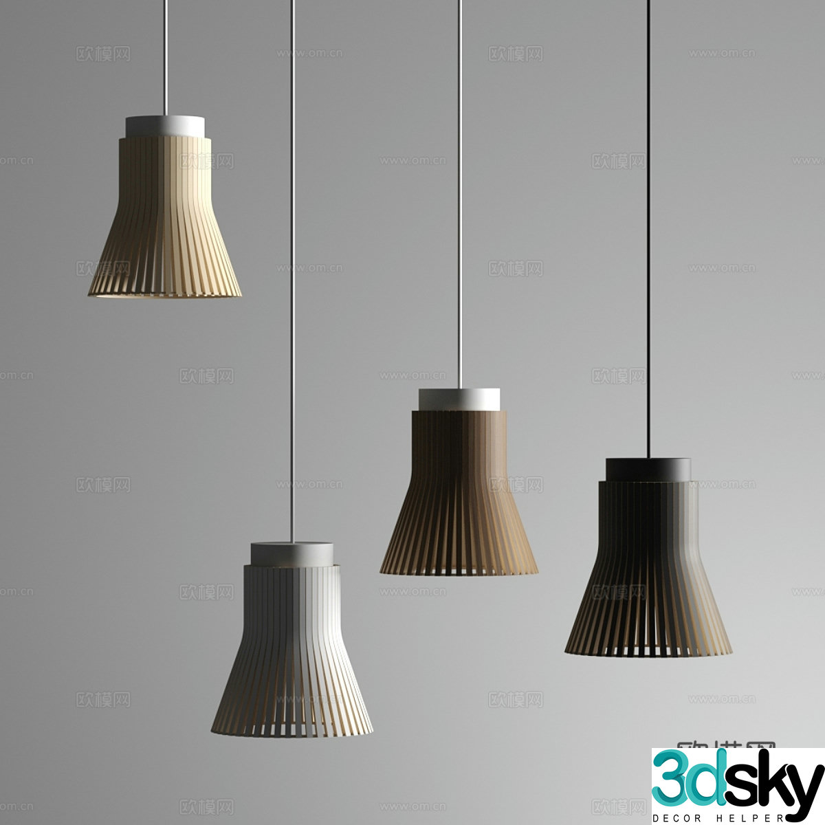 Modern Italian rattan decorative chandelier 3d model