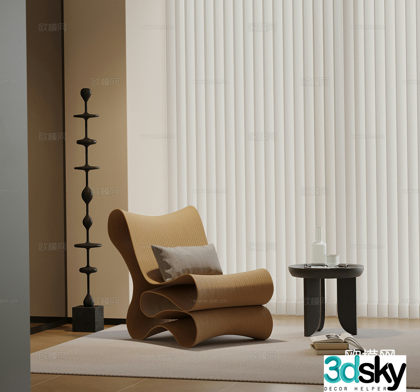24 modern middle-aged leisure chair floor lamp 3d model