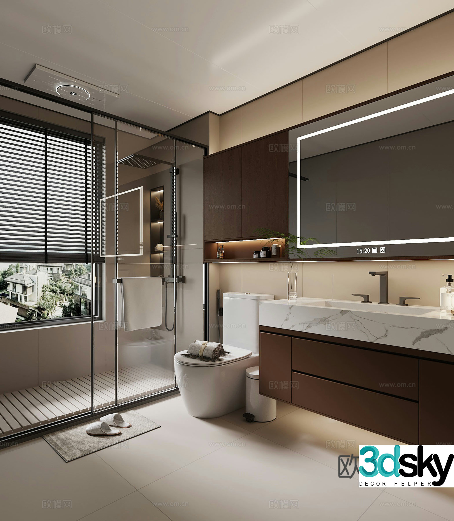 10 modern bathroom bathroom cabinet toilet shower 3d model