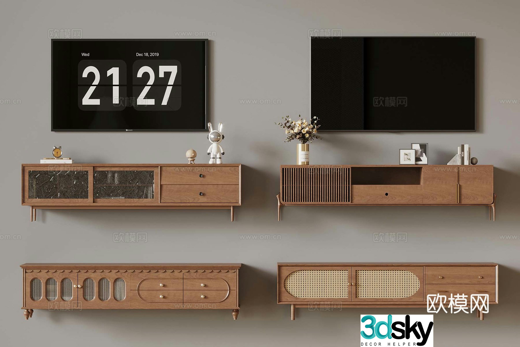01 French medieval style TV cabinet 3D model
