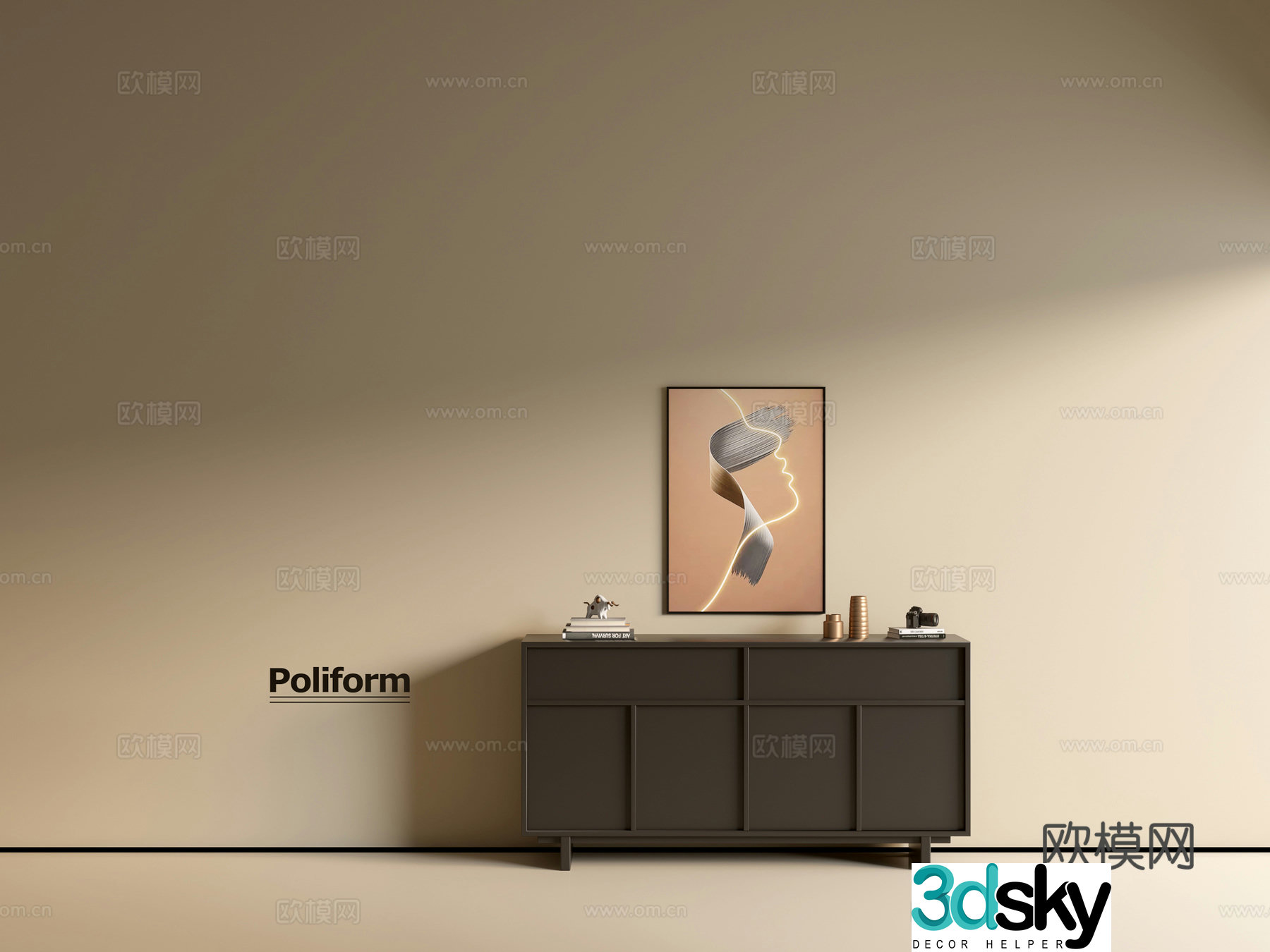 Modern black cabinet ins wind side cabinet chest cabinet low cabinet whole cabinet dining side cabinet balcony cabinet 3d model