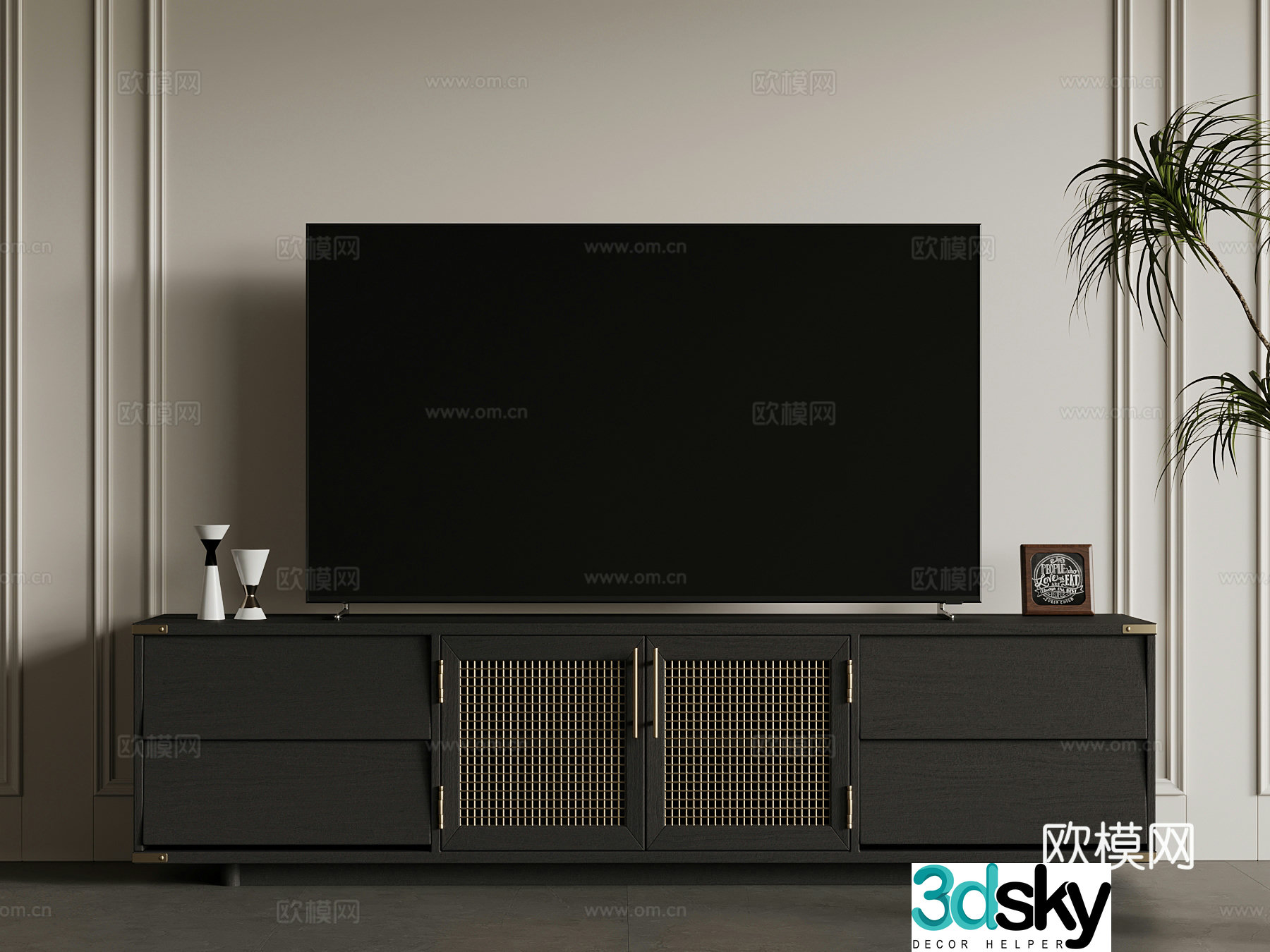 18 French TV cabinet TV decorative ornaments 3D model