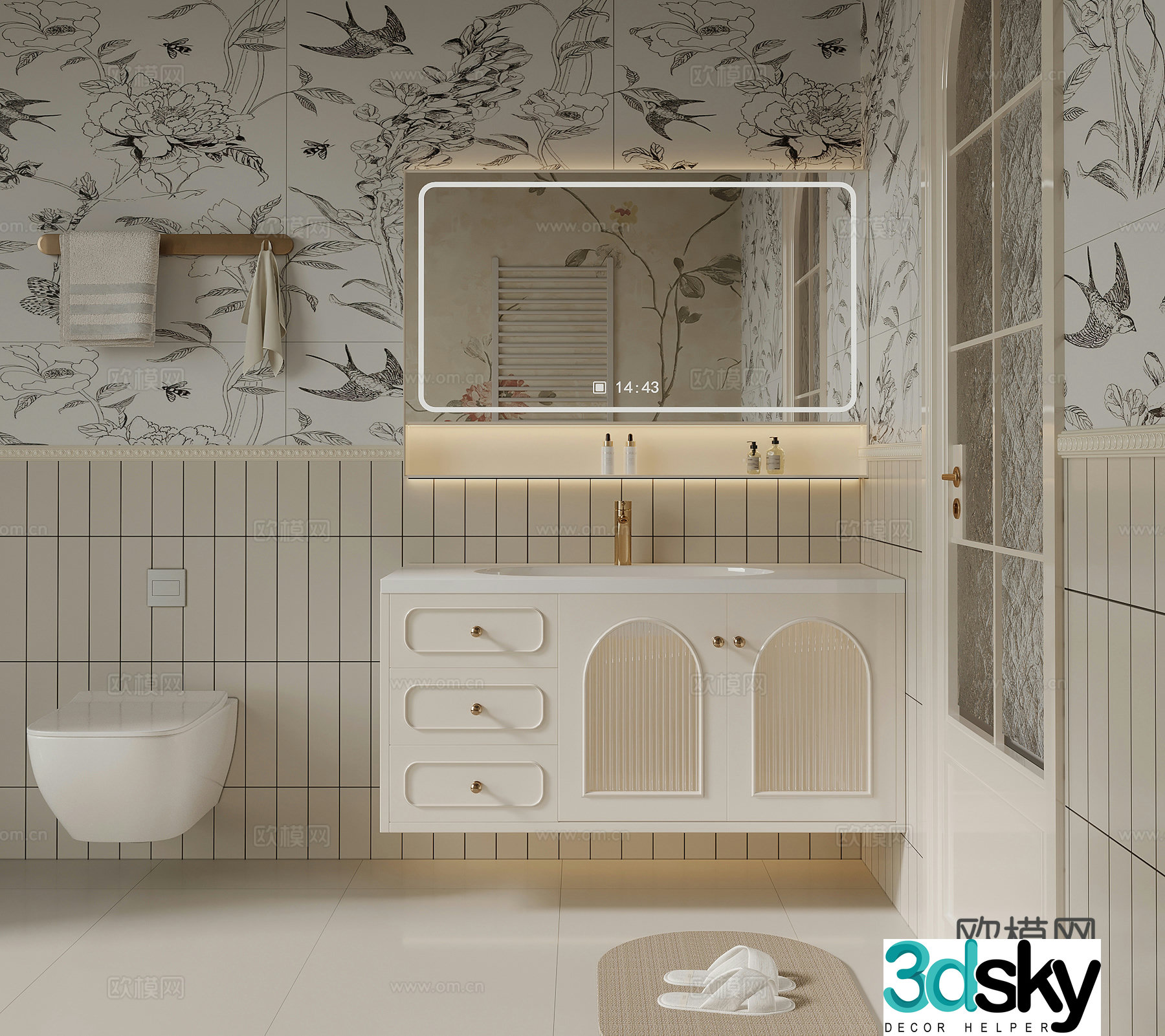 10 bathroom French bathroom bathroom cabinet toilet 3d model