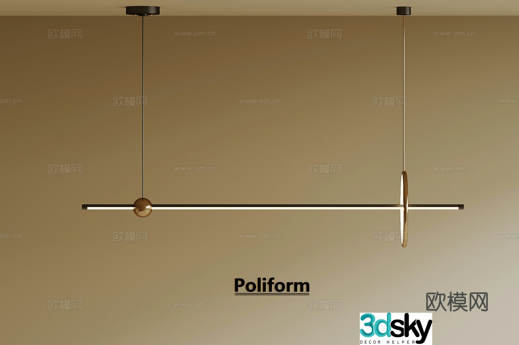 05 Modern Chandelier Long Chandelier 3D Model