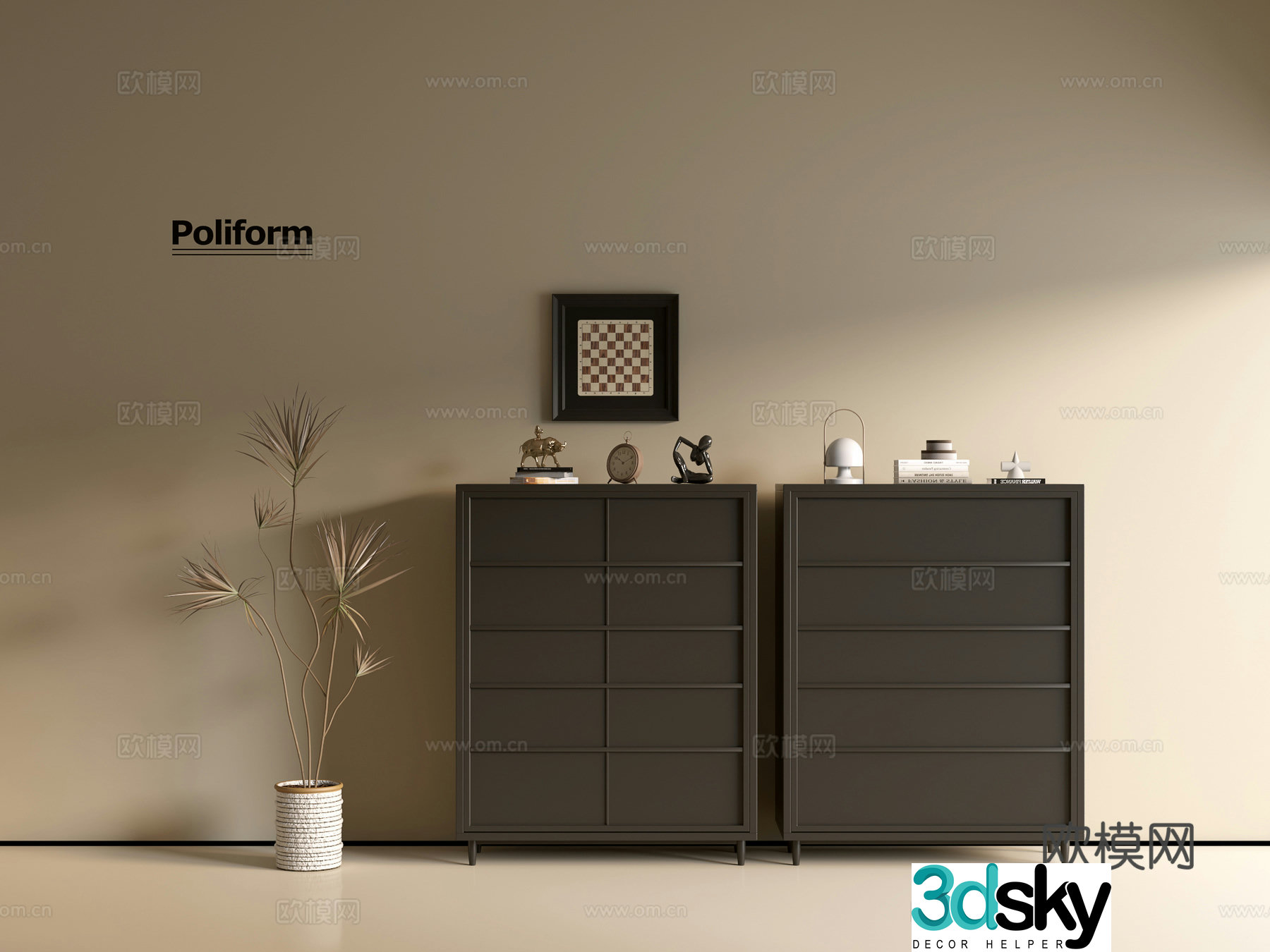 Modern black cabinet ins wind side cabinet chest cabinet low cabinet whole cabinet dining side cabinet balcony cabinet 3d model