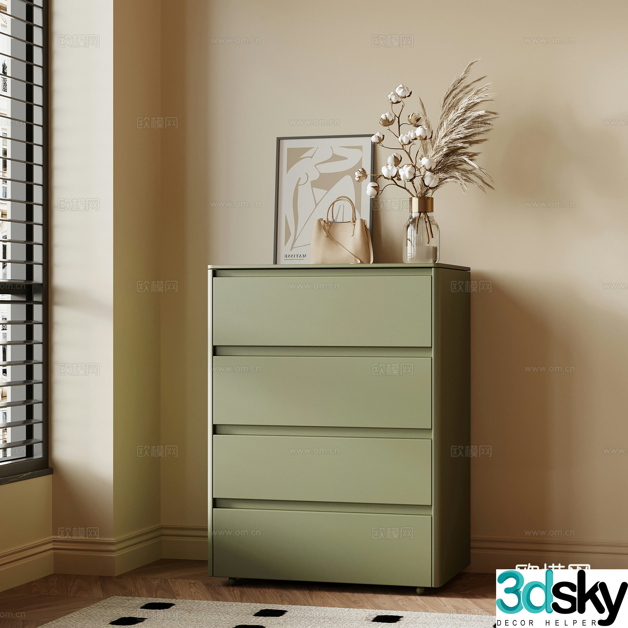 chest of drawers French retro chest of drawers side cabinet high cabinet decorative cabinet 3d model