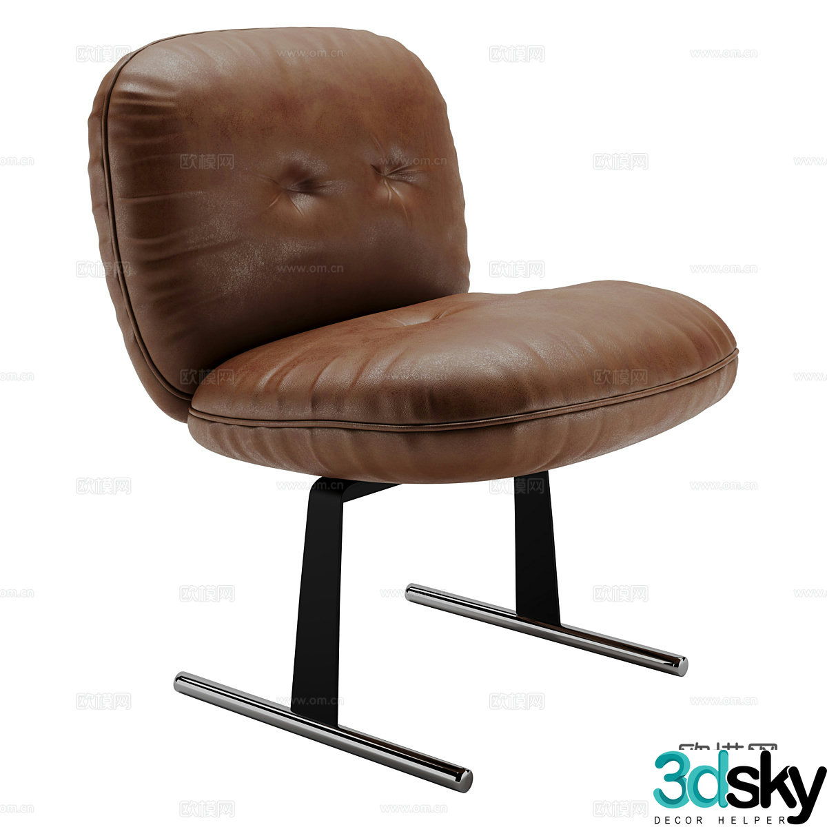 Modern Italian leather lounge chair 3d model