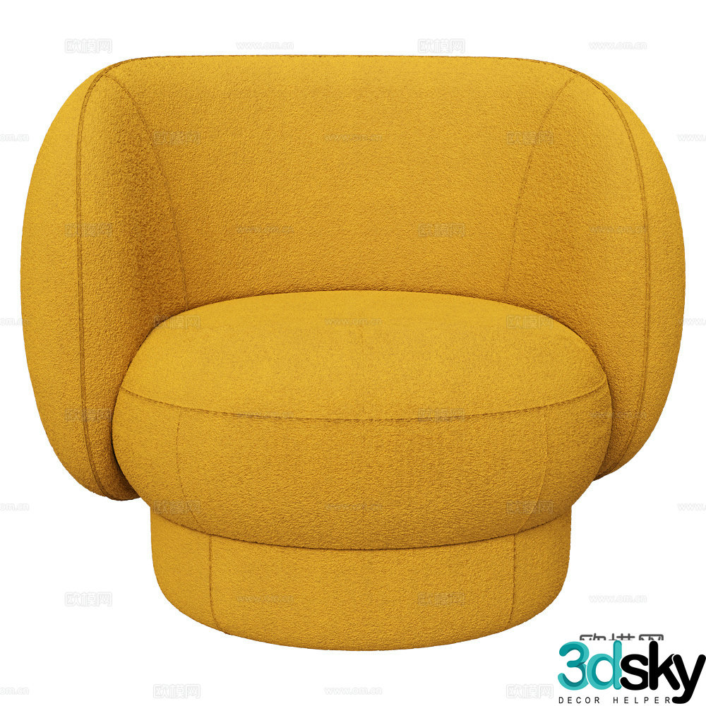 Modern Italian cream style fabric sofa chair 3d model