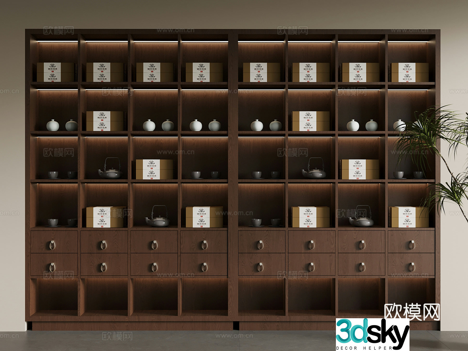 20 new Chinese tea cabinet decorative cabinet 3D model