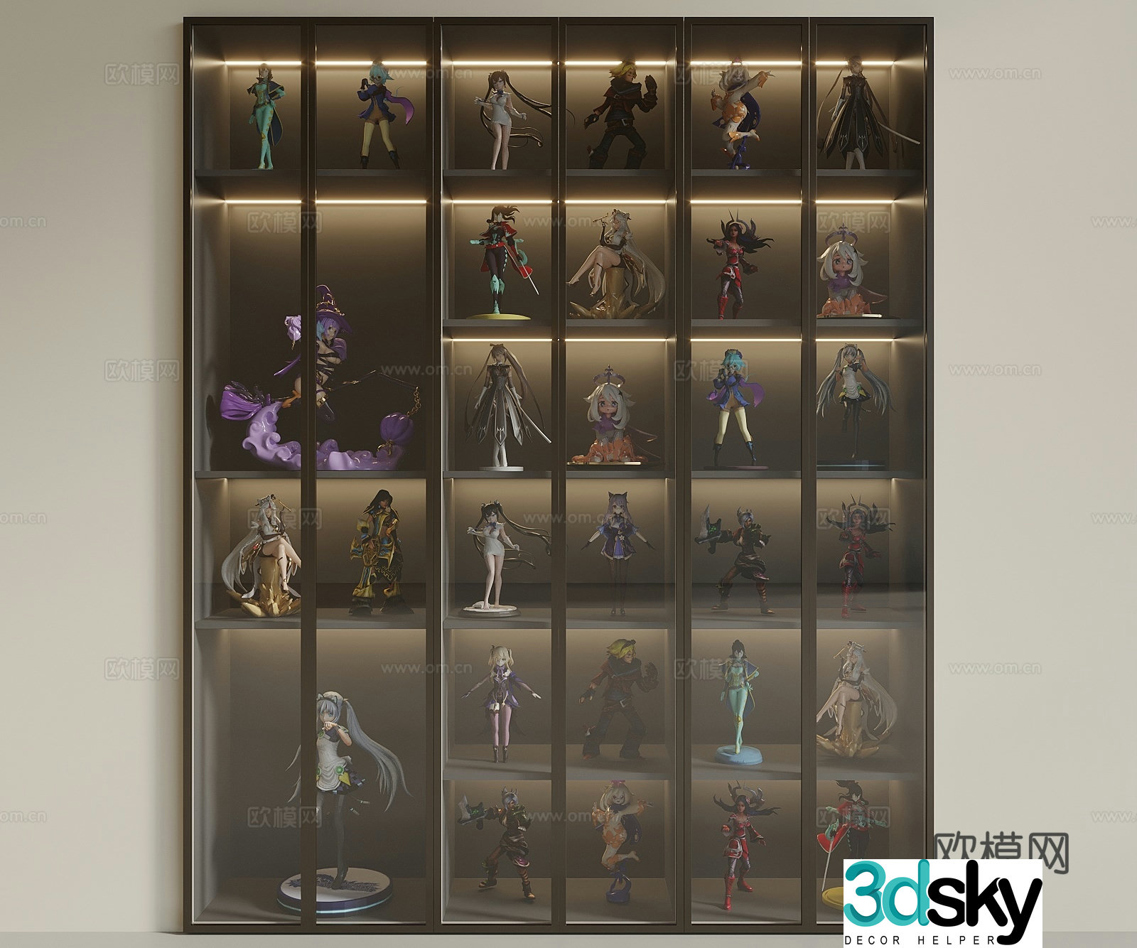 Modern figure cabinet Glass figure cabinet Display cabinet Toy cabinet Storage cabinet Storage cabinet Doll 3D model