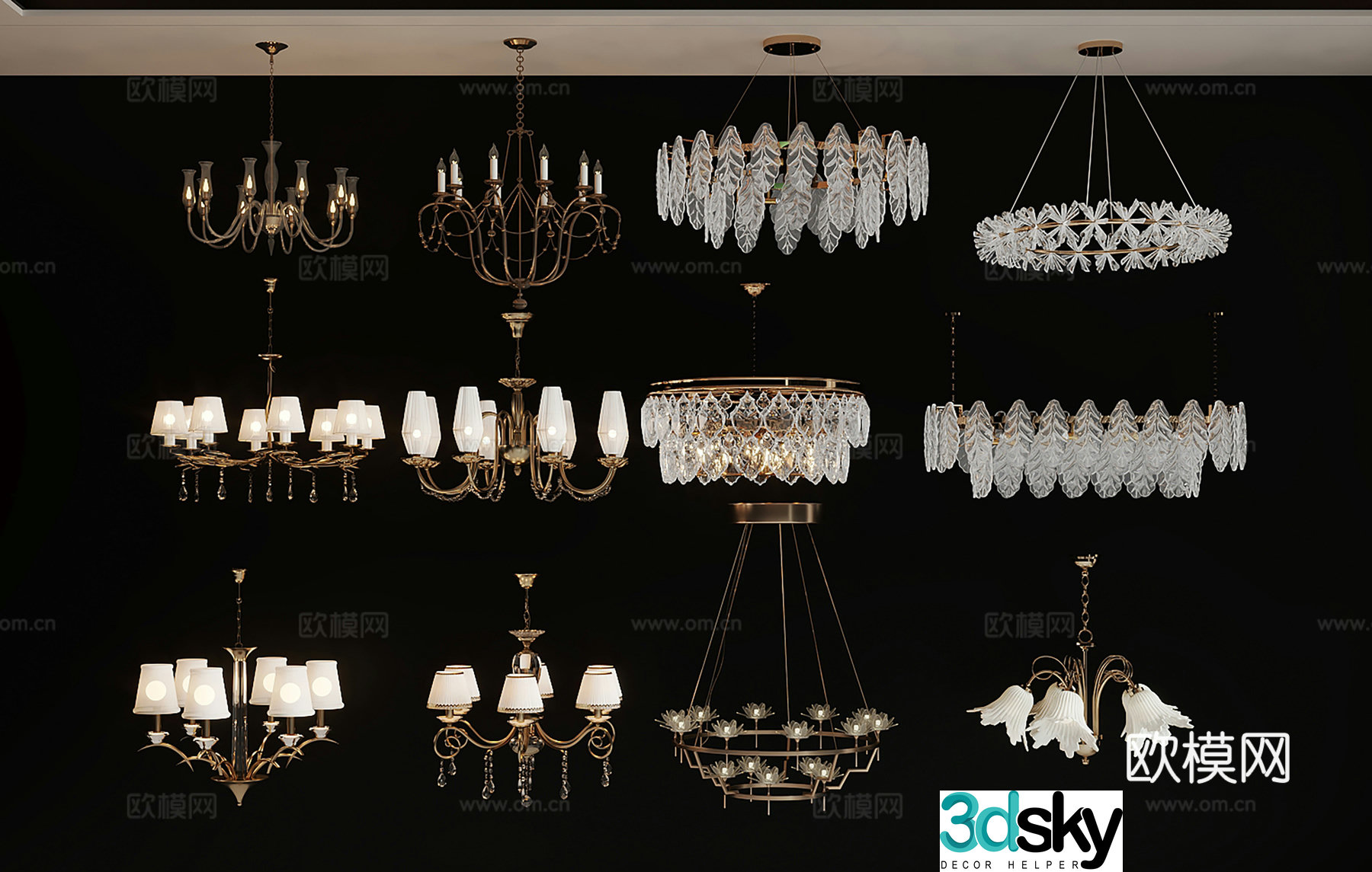 French crystal chandelier chandelier Crystal chandelier Decorative chandelier French cream chandelier 3d model