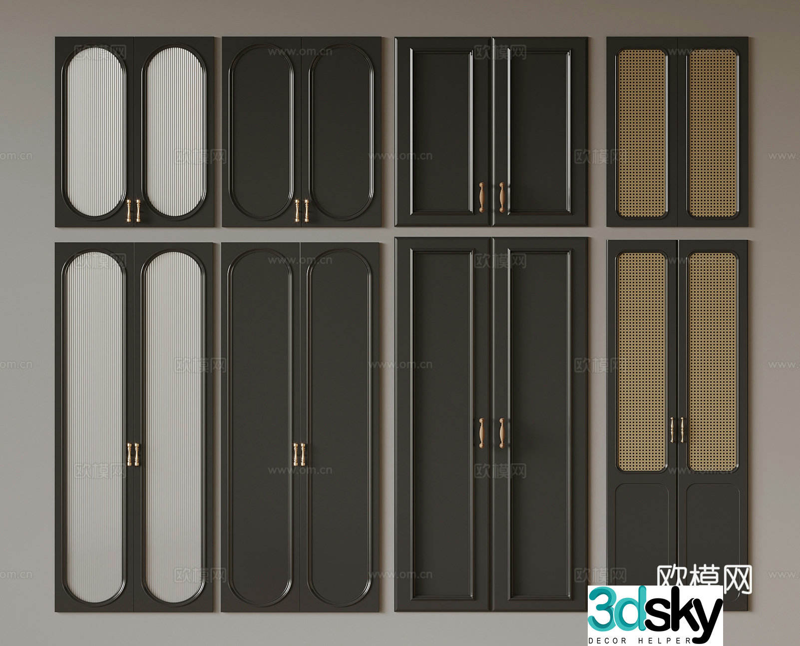 29 French cabinet door door 3D model