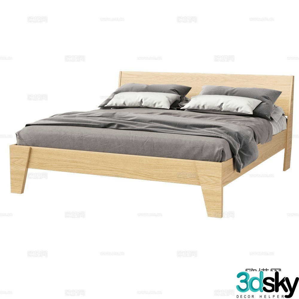 Radis Nordic double bed Log double bed Fabric double bed Furniture double bed 3d model