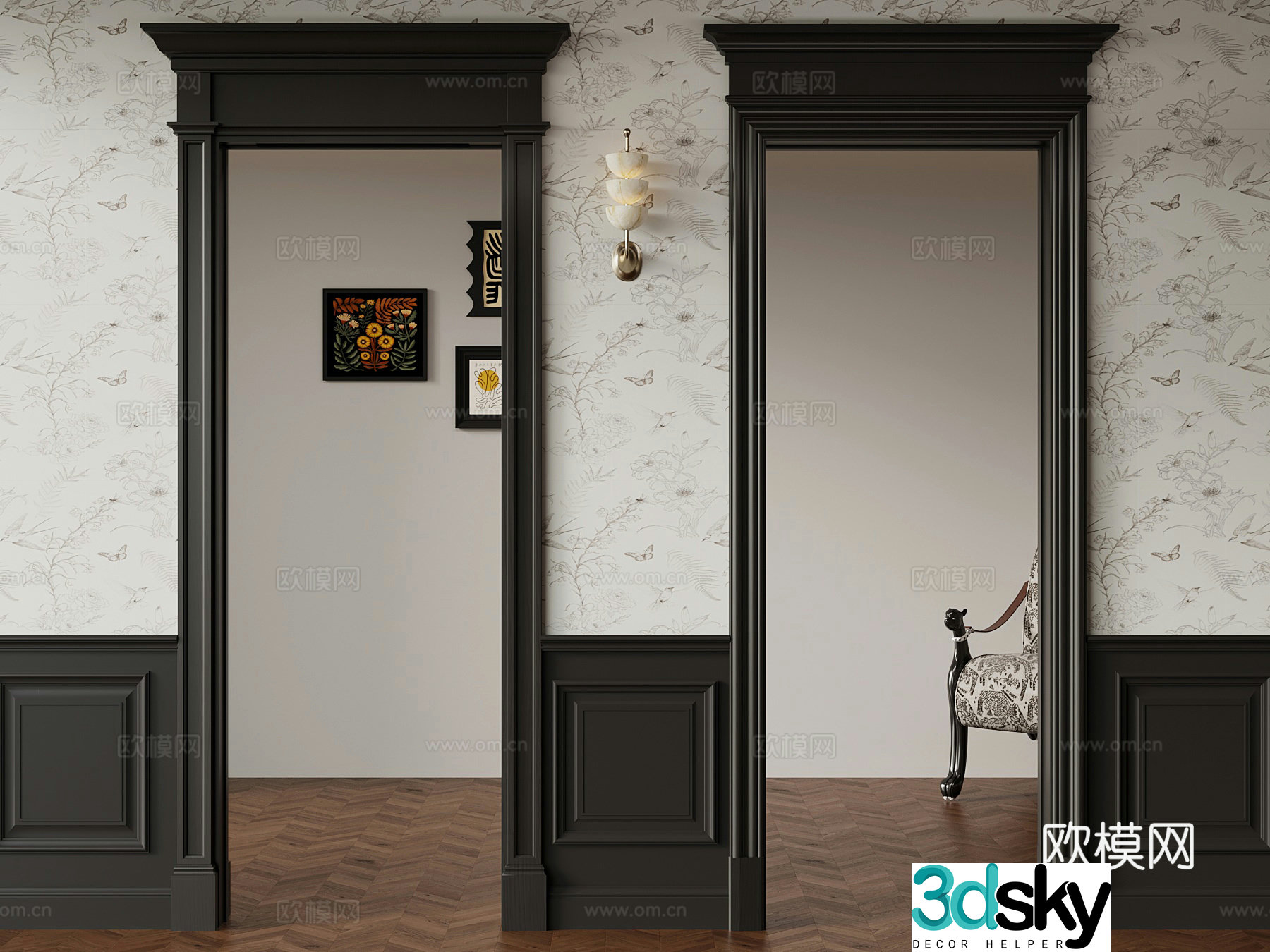 05 door cover French door cover jack line 3d model