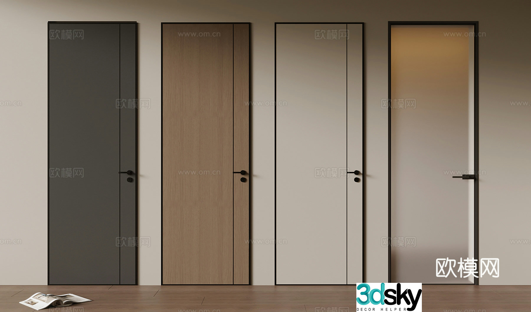 Modern Door Interior Door Glass Door 3D Model
