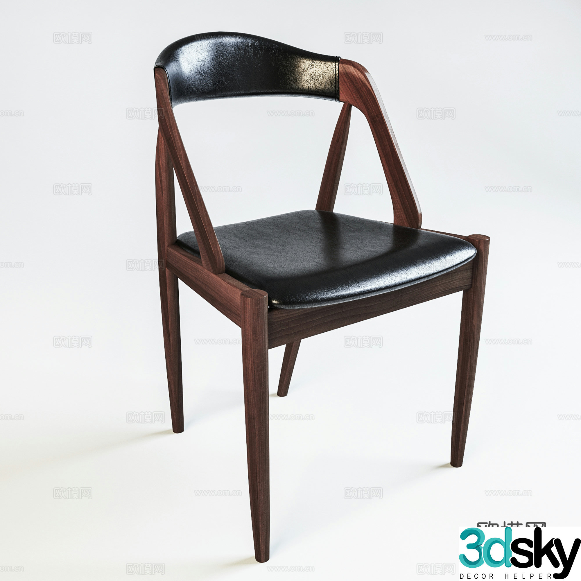 Medium style leisure chair wooden chair dining chair single chair 3d model