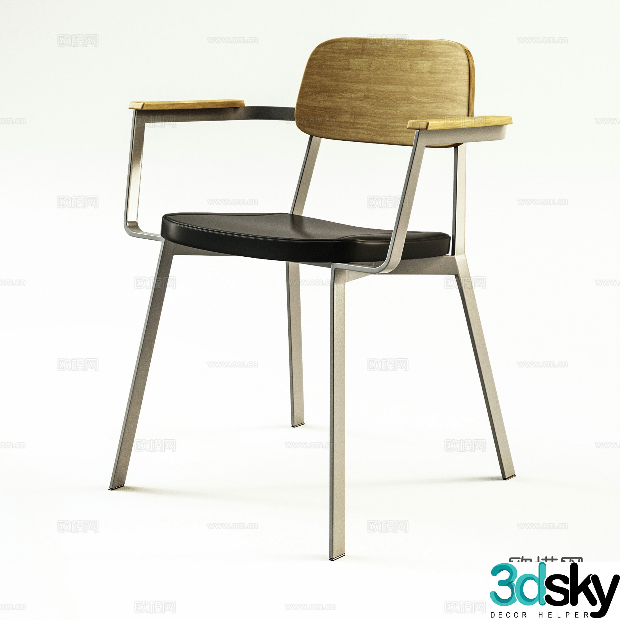 Modern bar chair Wrought iron bar chair Cafe restaurant bar chair 3d model