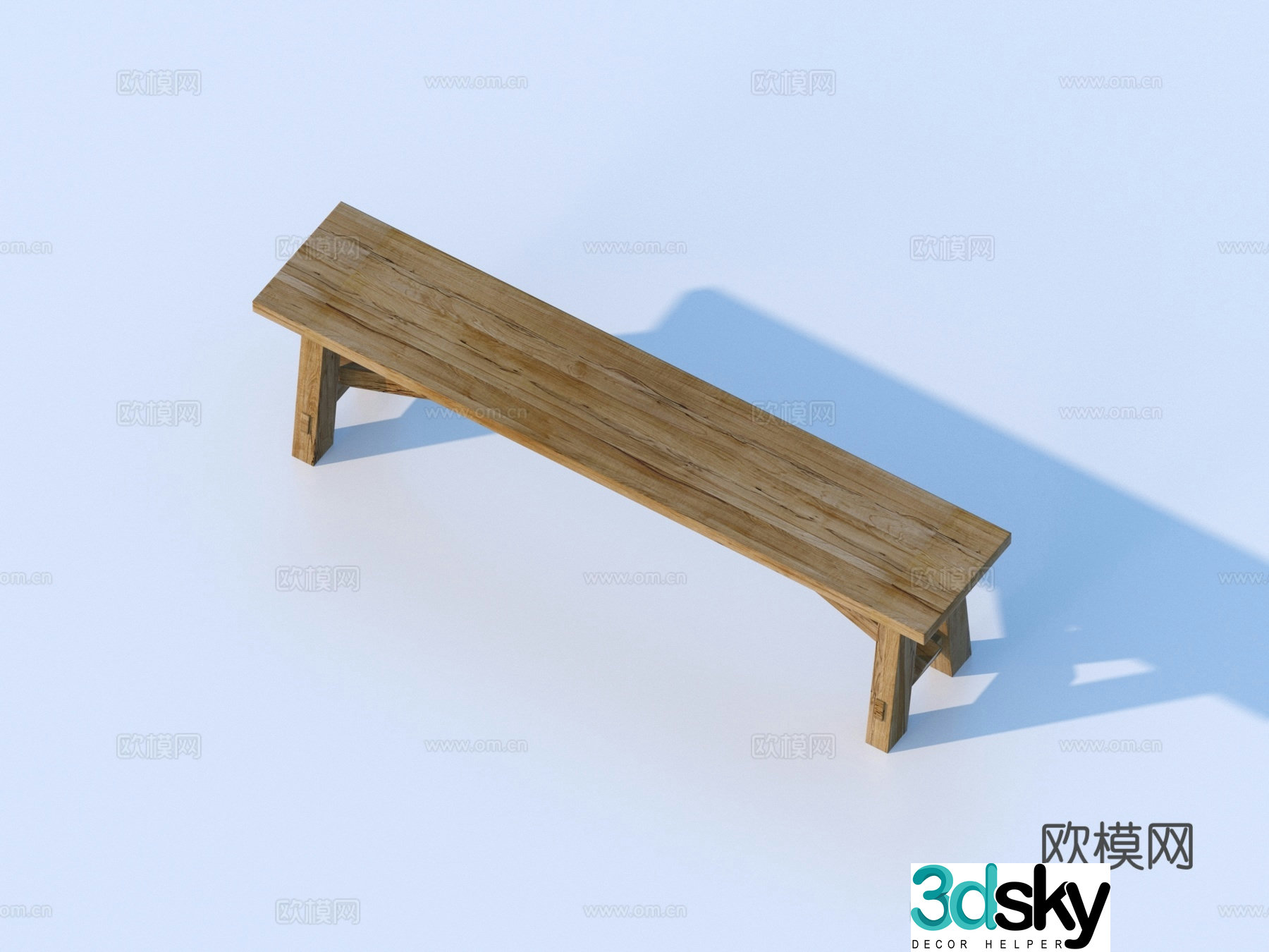 Bench bench stool solid wood stool 3d model