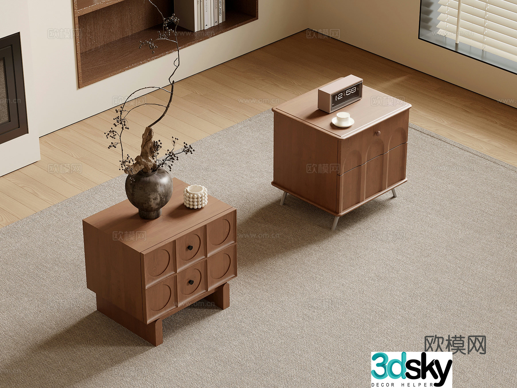 Bedside table medieval style bedside table 3D model