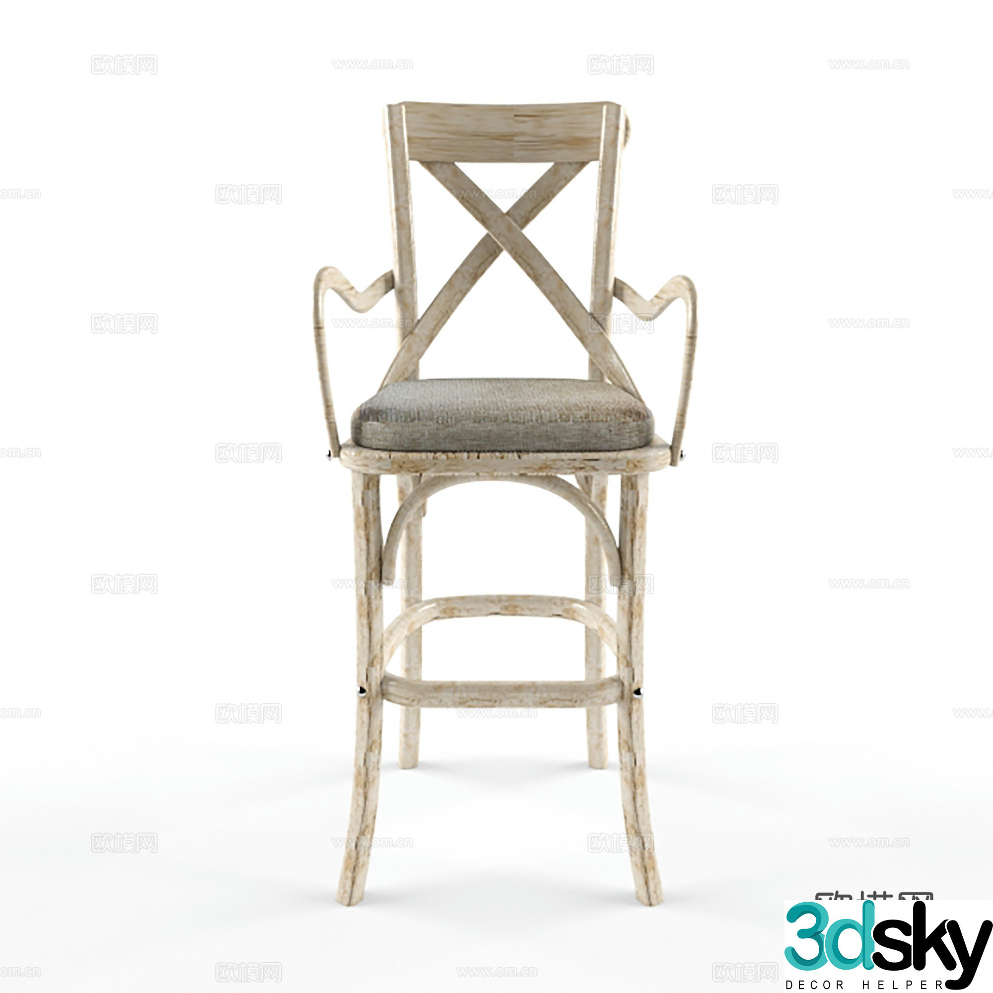 Industrial style bar chair Wrought art bar chair Cafe restaurant bar chair 3D model