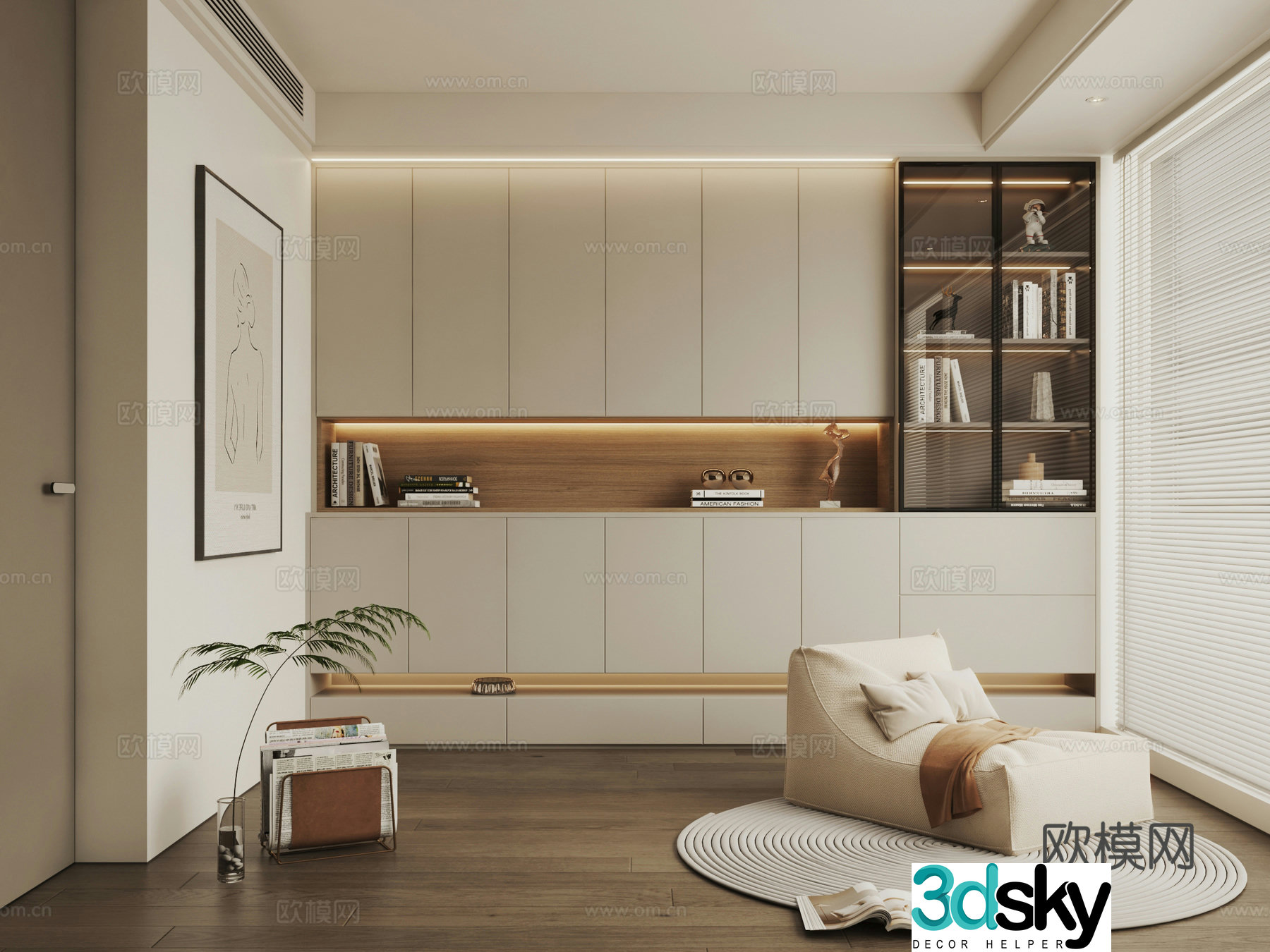 Modern decorative cabinet bookcase sideboard sideboard 3D model