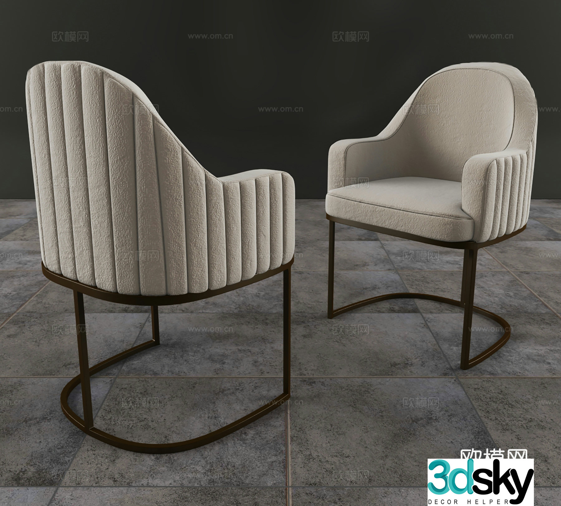 Modern leisure chair cloth chair book chair single chair 3d model