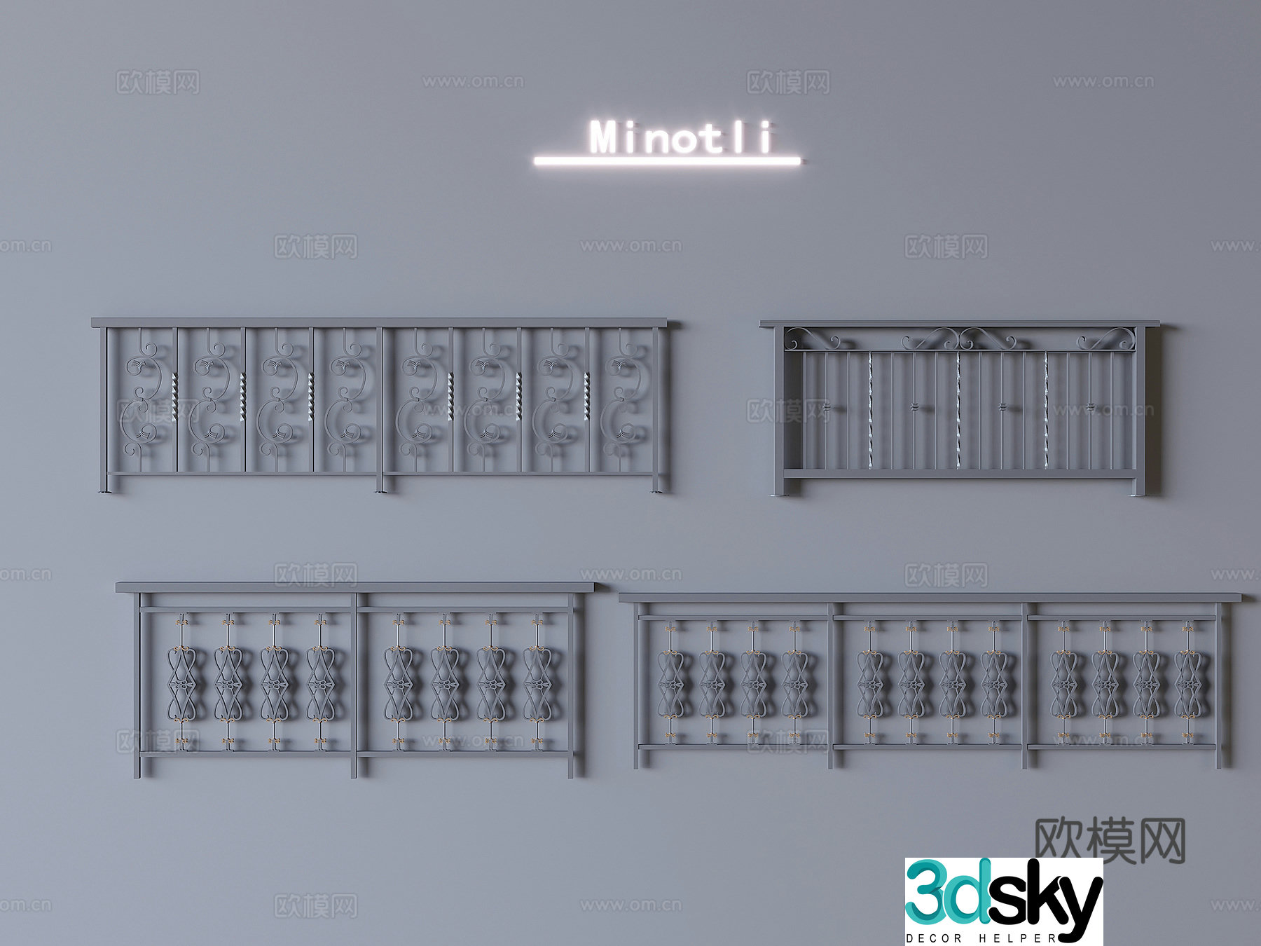 Railing Glass Railing Metal Railing 3d Model
