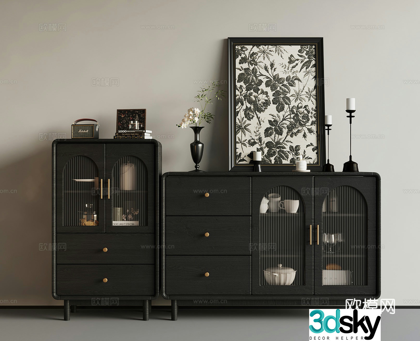 French sideboard decorative cabinet 3d model