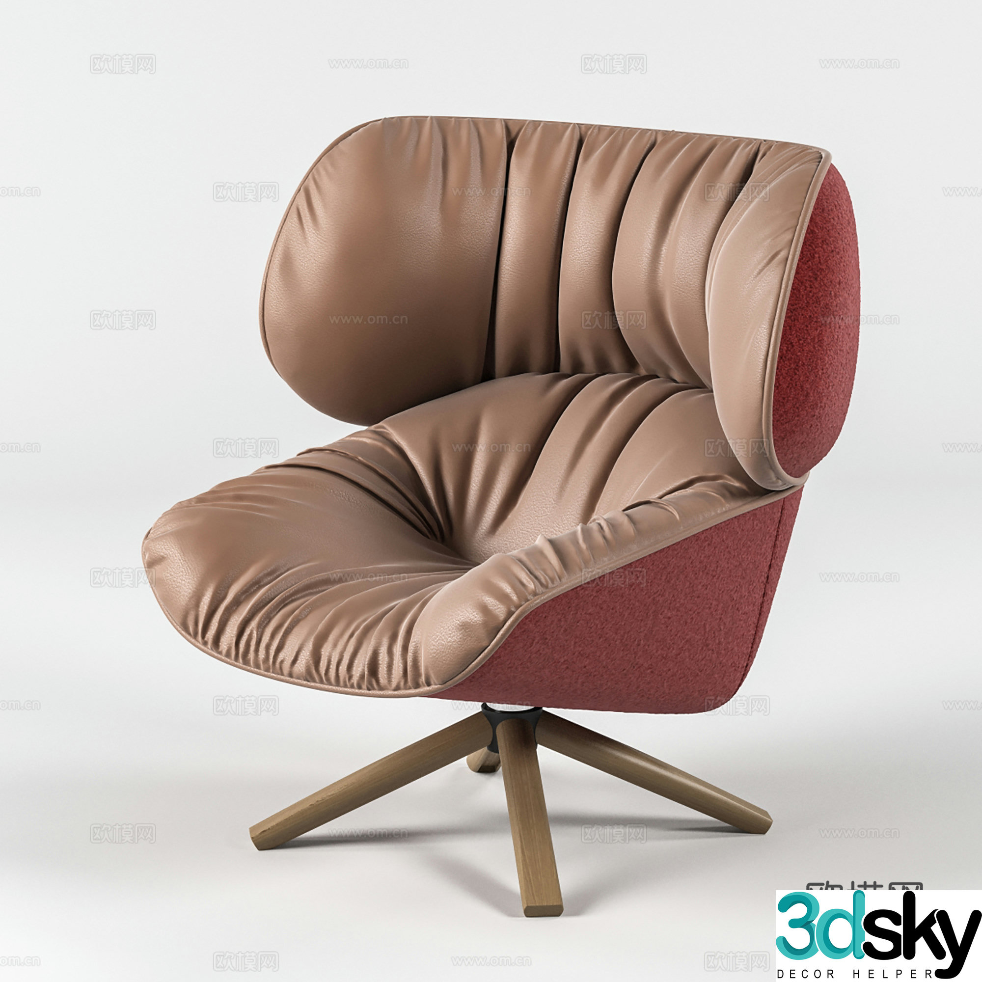 Modern casual chair leather chair dining chair single chair 3d model