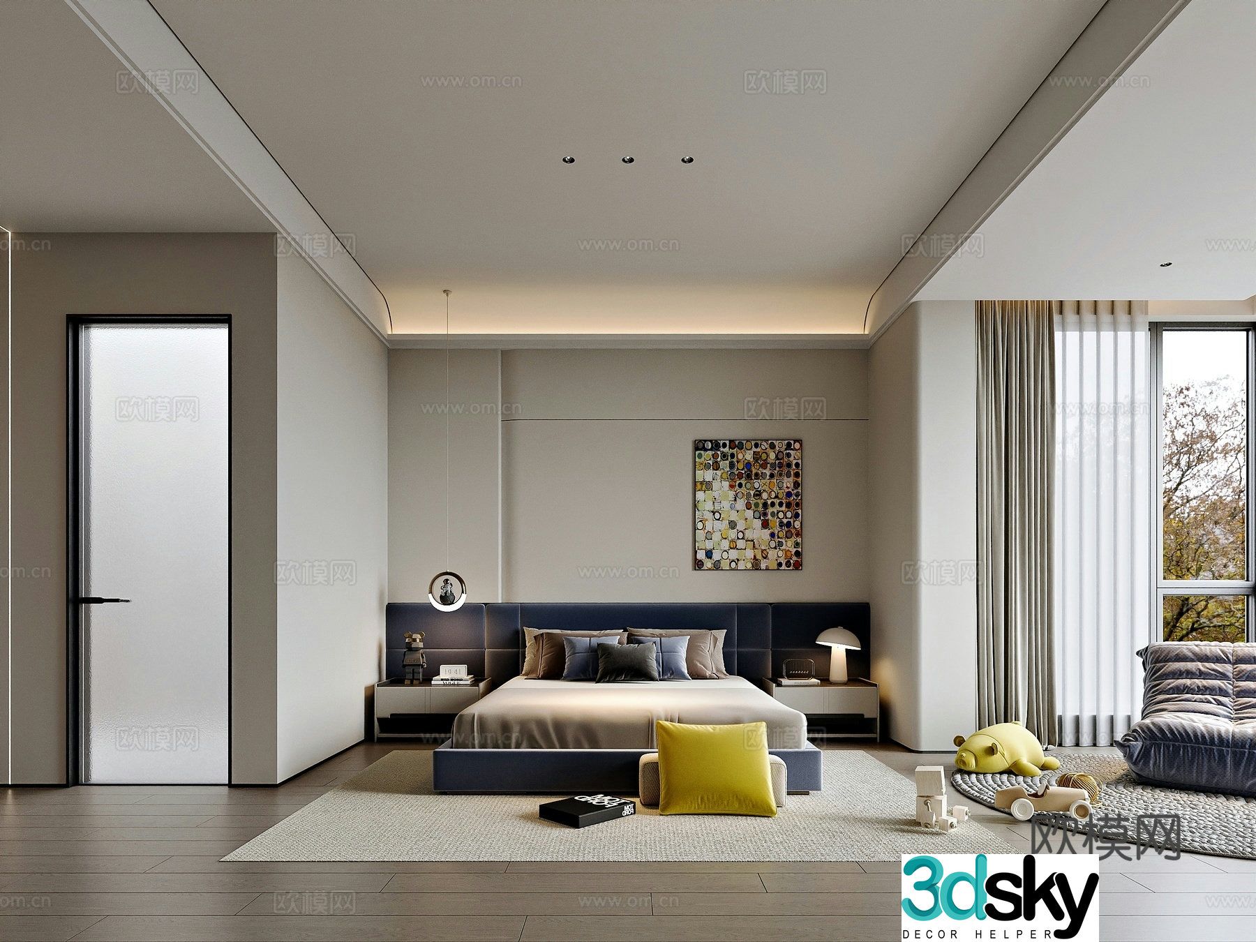 Modern style home bedroom 3d model