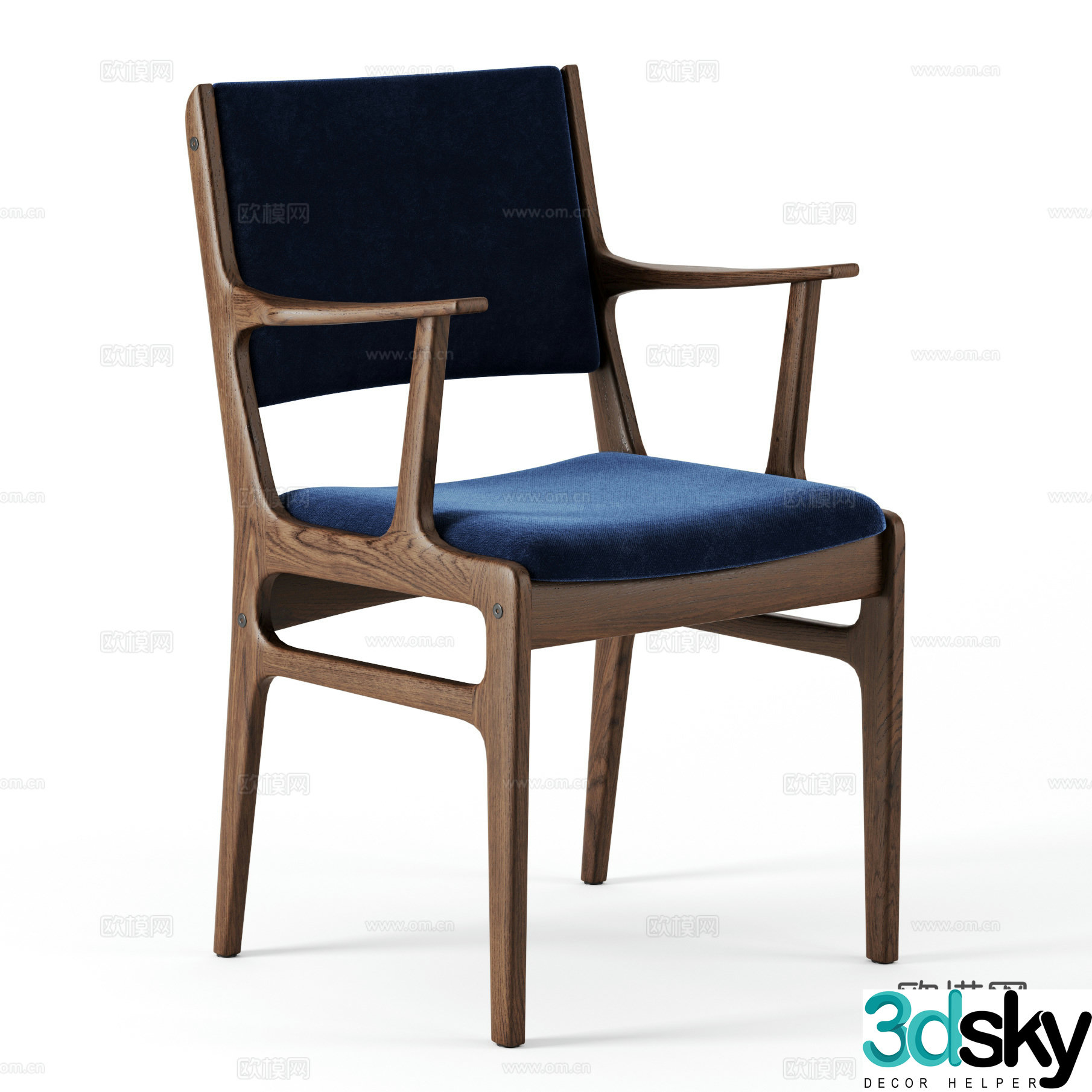 New Chinese style fabric wooden chair 3D model
