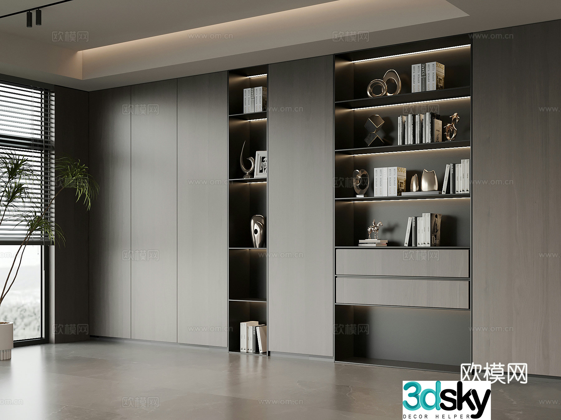 Modern Italian bookcase 3d model