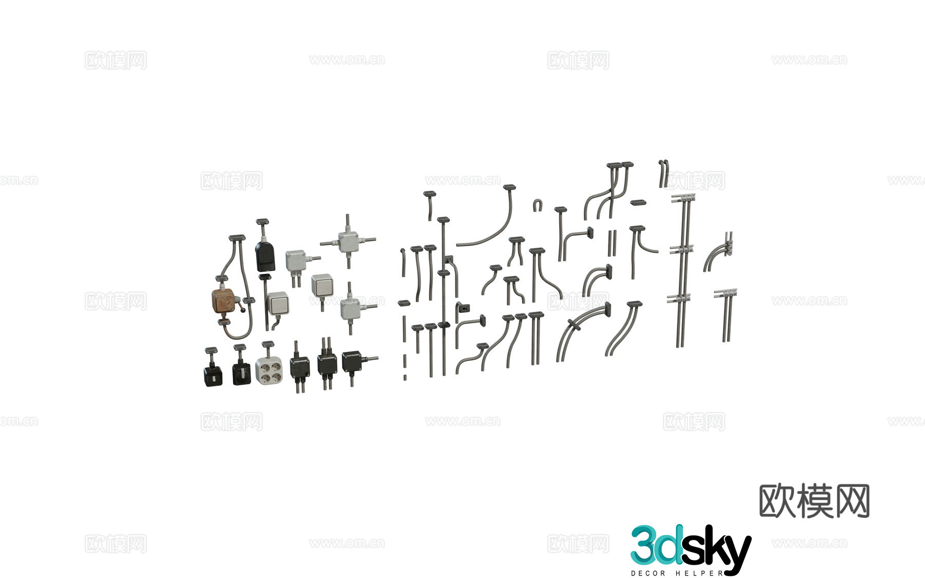 Modern various metal pipes Modular cables Oil pipes Water pipes Sewer pipes Combination 3D model