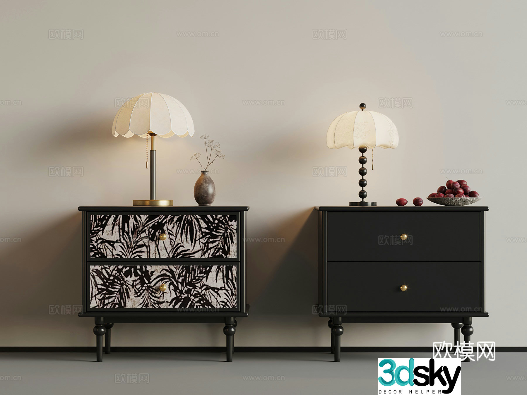 French bedside table lamp 3d model