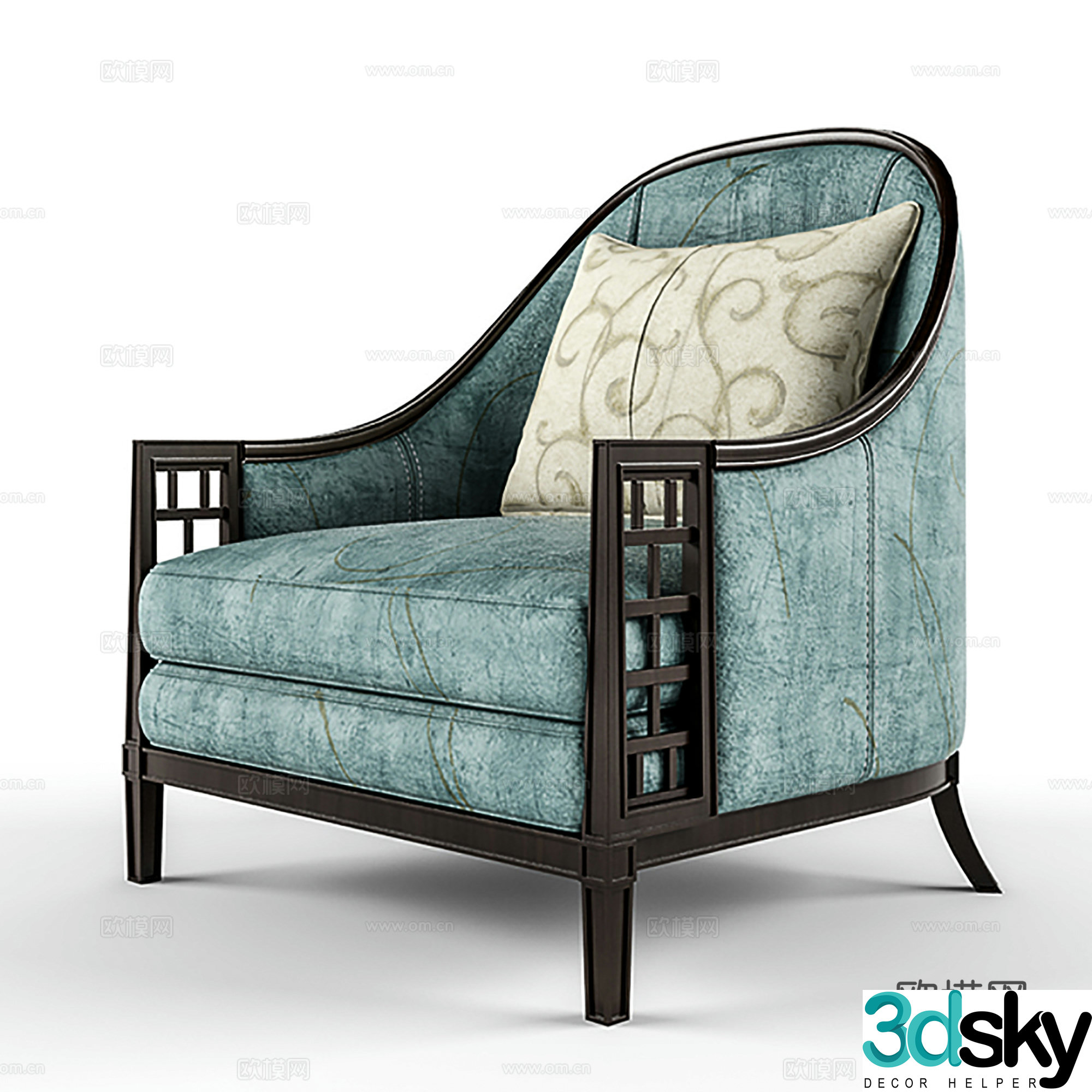 European casual chair cloth chair book chair single chair 3d model