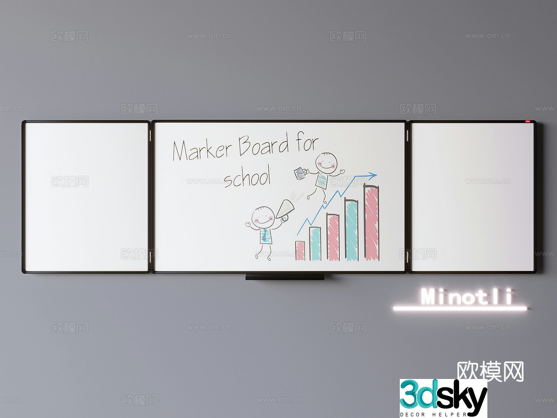 Office whiteboard message board Display board Mobile whiteboard Magnetic writing board sticky notes Conference whiteboard 3D model