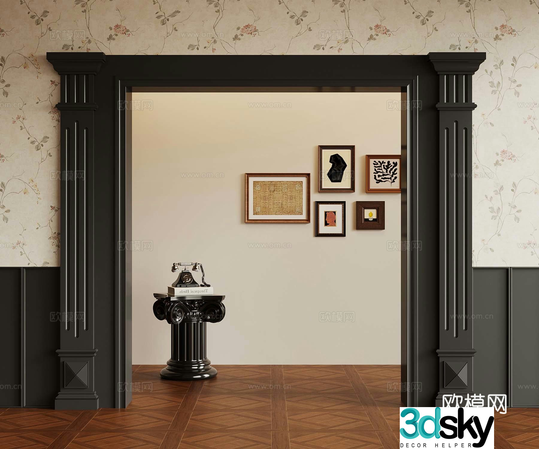 French door cover door hole 3D model