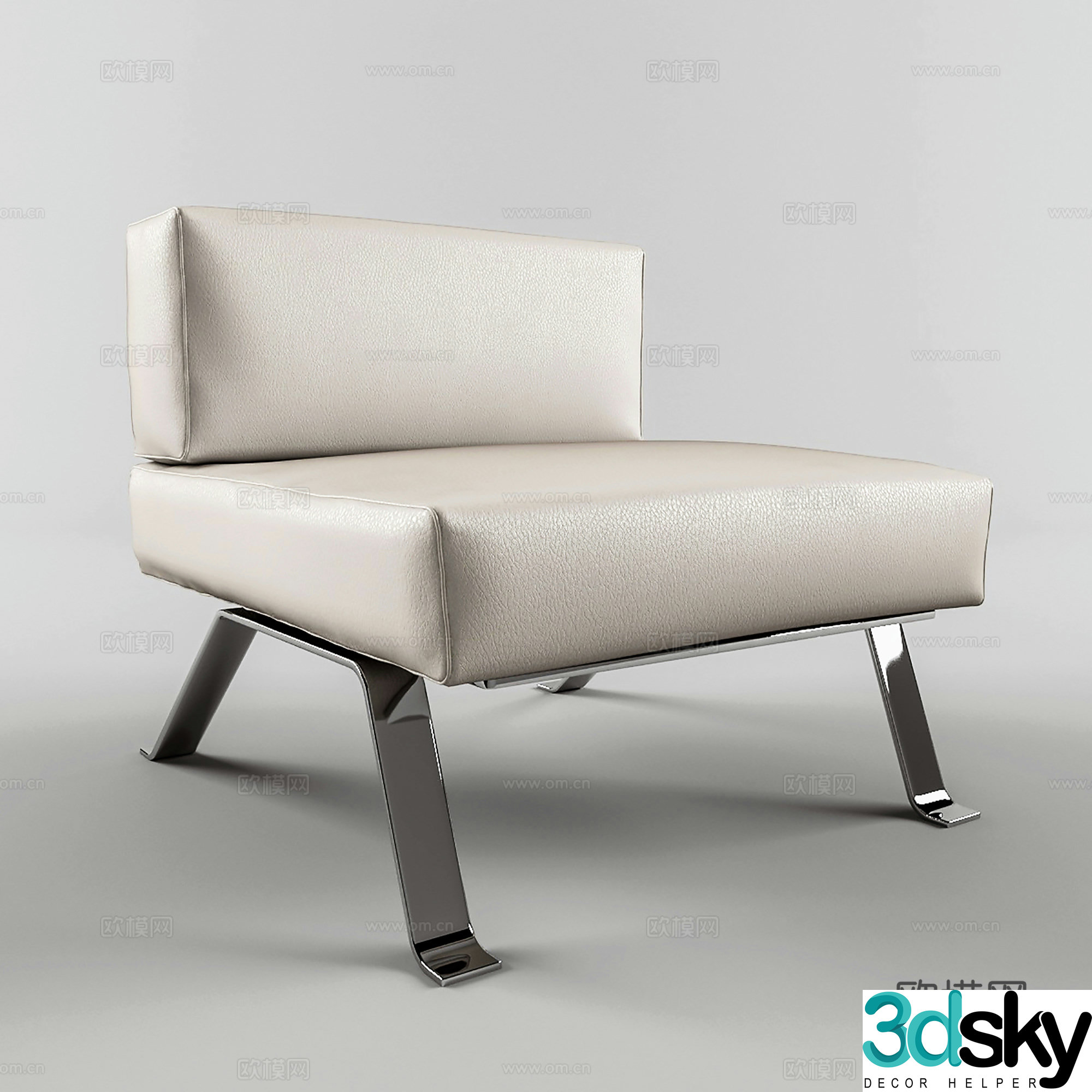 Modern casual chair leather chair dining chair single chair 3d model